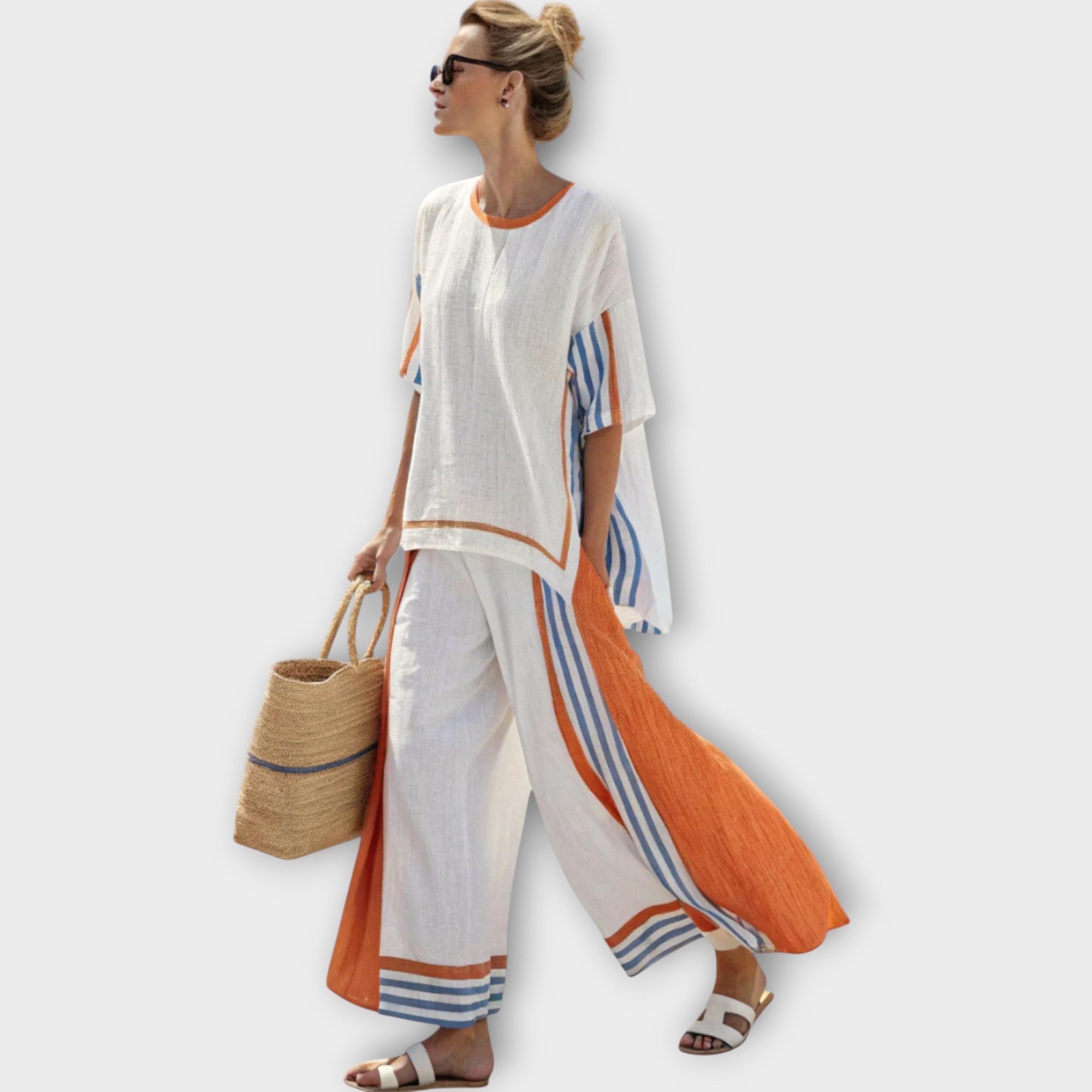 Conjunto de Dos Piezas a Rayas para Mujer | Anila