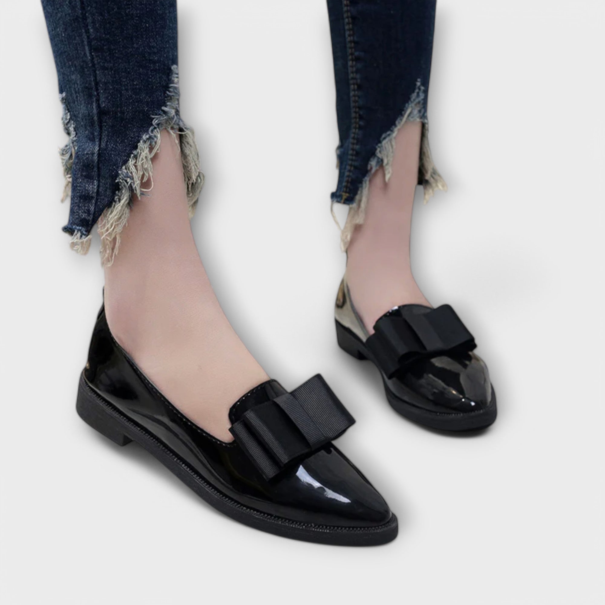 Mocasines Negros de Piel con Plataforma | Mysa