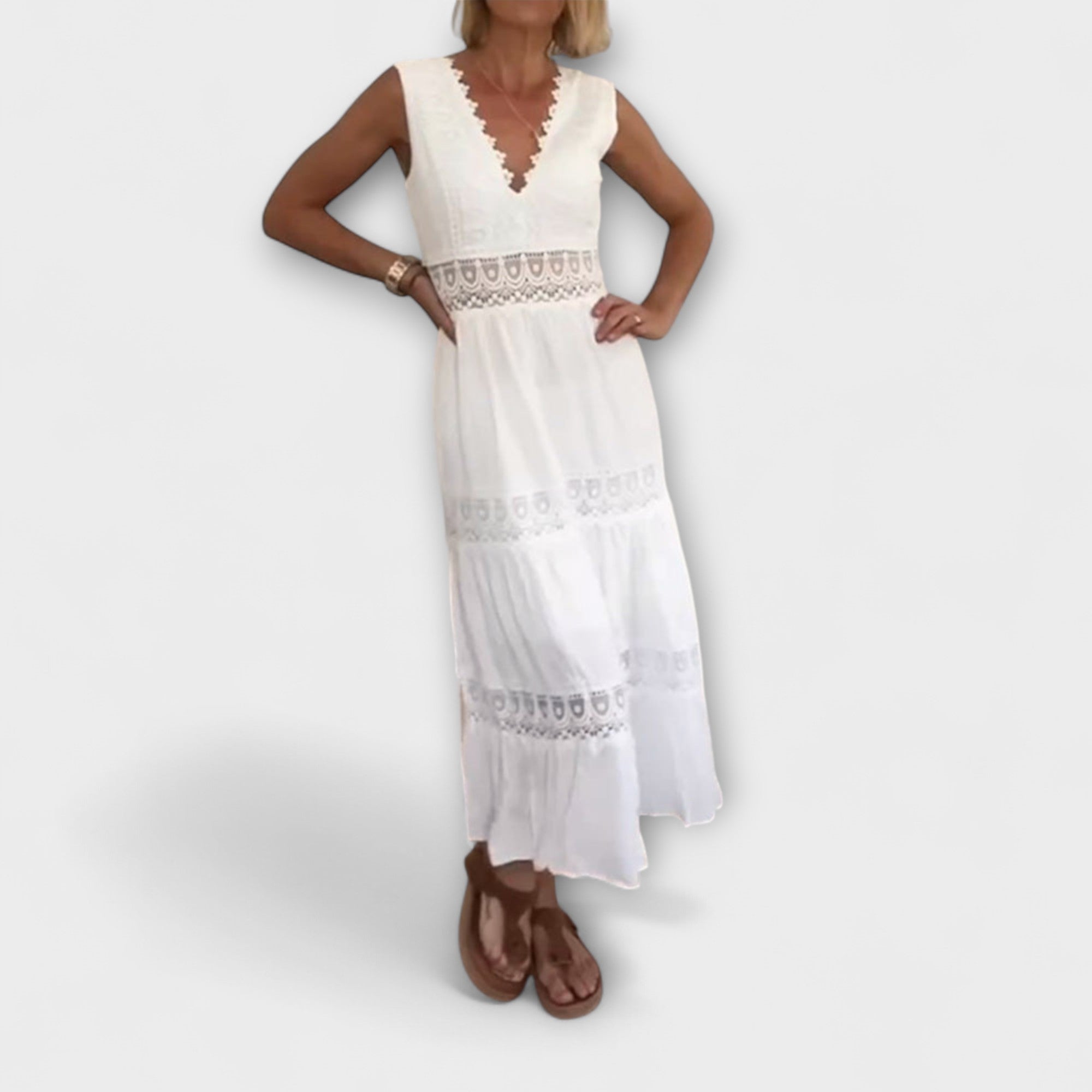 Vestido Midi Bohemio con Encaje Ninfea | Vallary