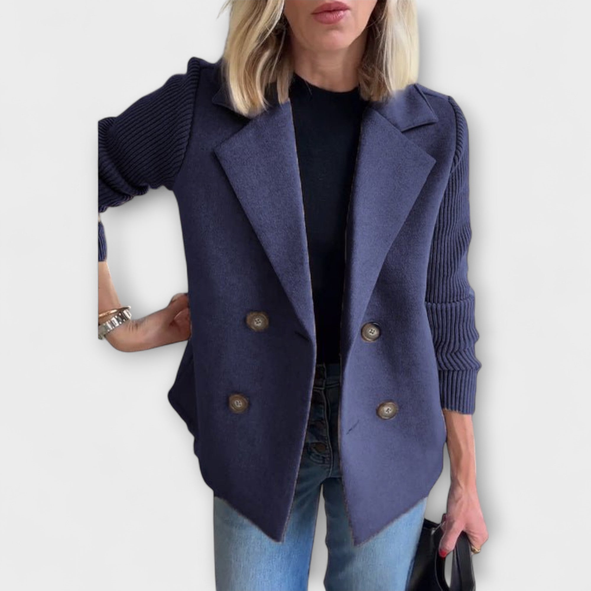 Blazer Elegante con Mangas de Punto | Amora