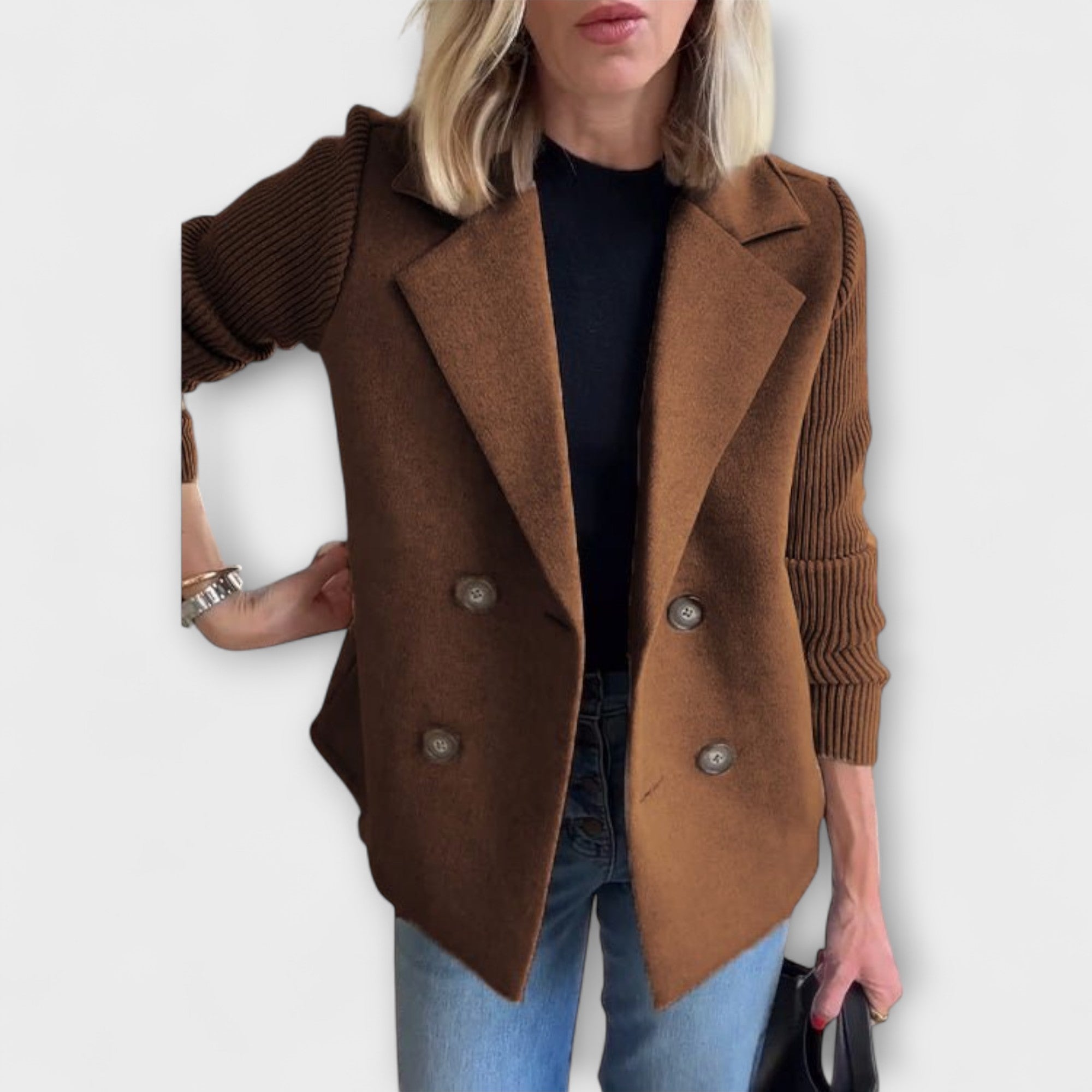 Blazer Elegante con Mangas de Punto | Amora