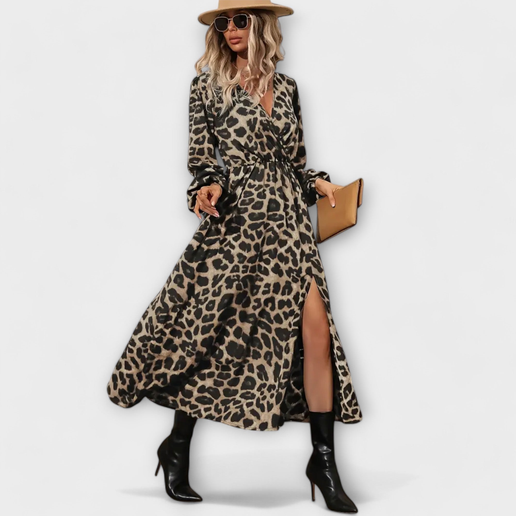 Vestido de Leopardo de Largo Midi para Mujer | Elivia