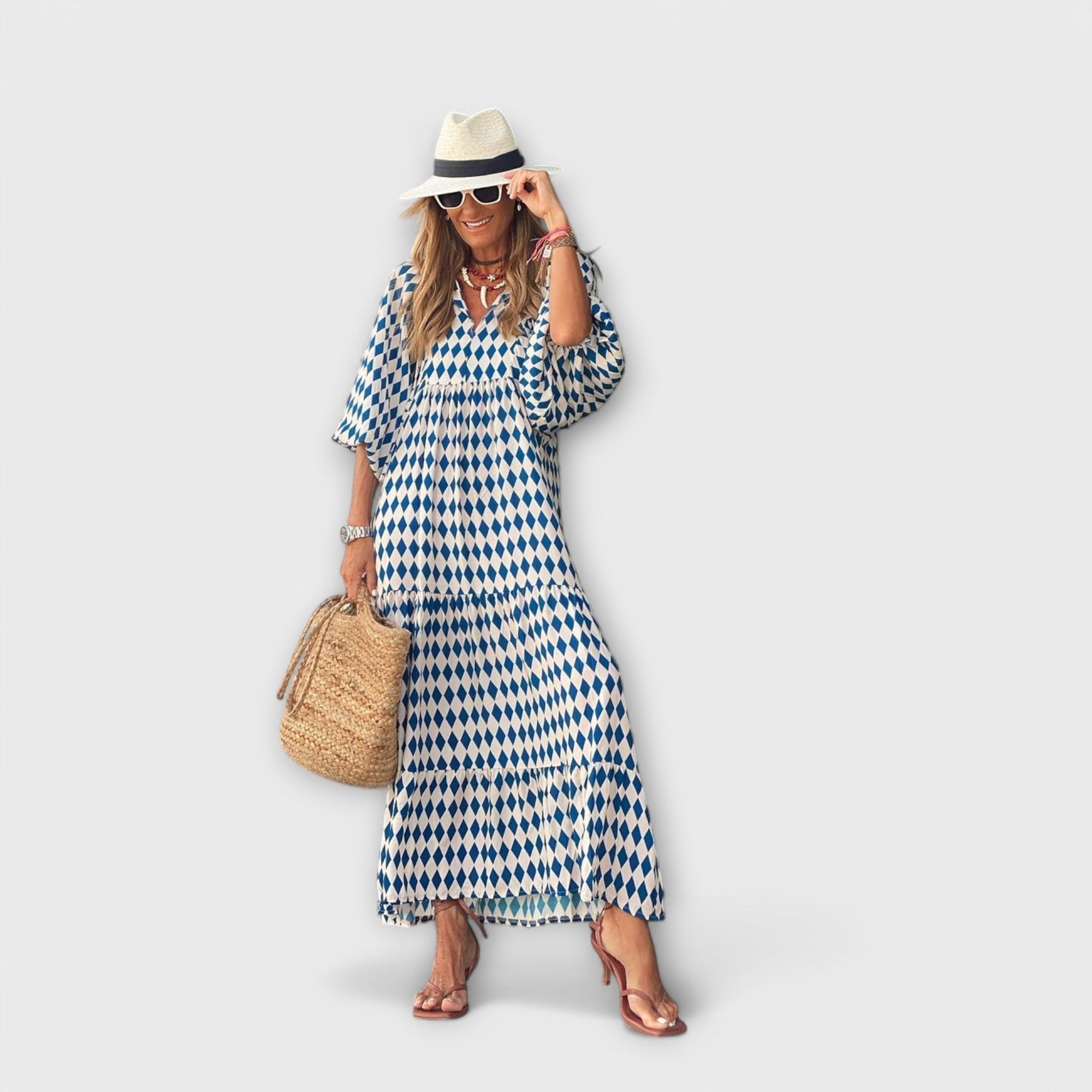 Vestido Largo Elegante con Estampado Geométrico | Zani