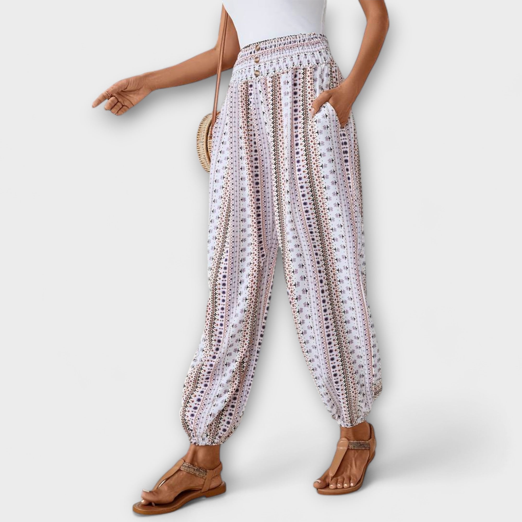 Pantalón Fluido con Estampado Étnico para Mujer | Phoebie