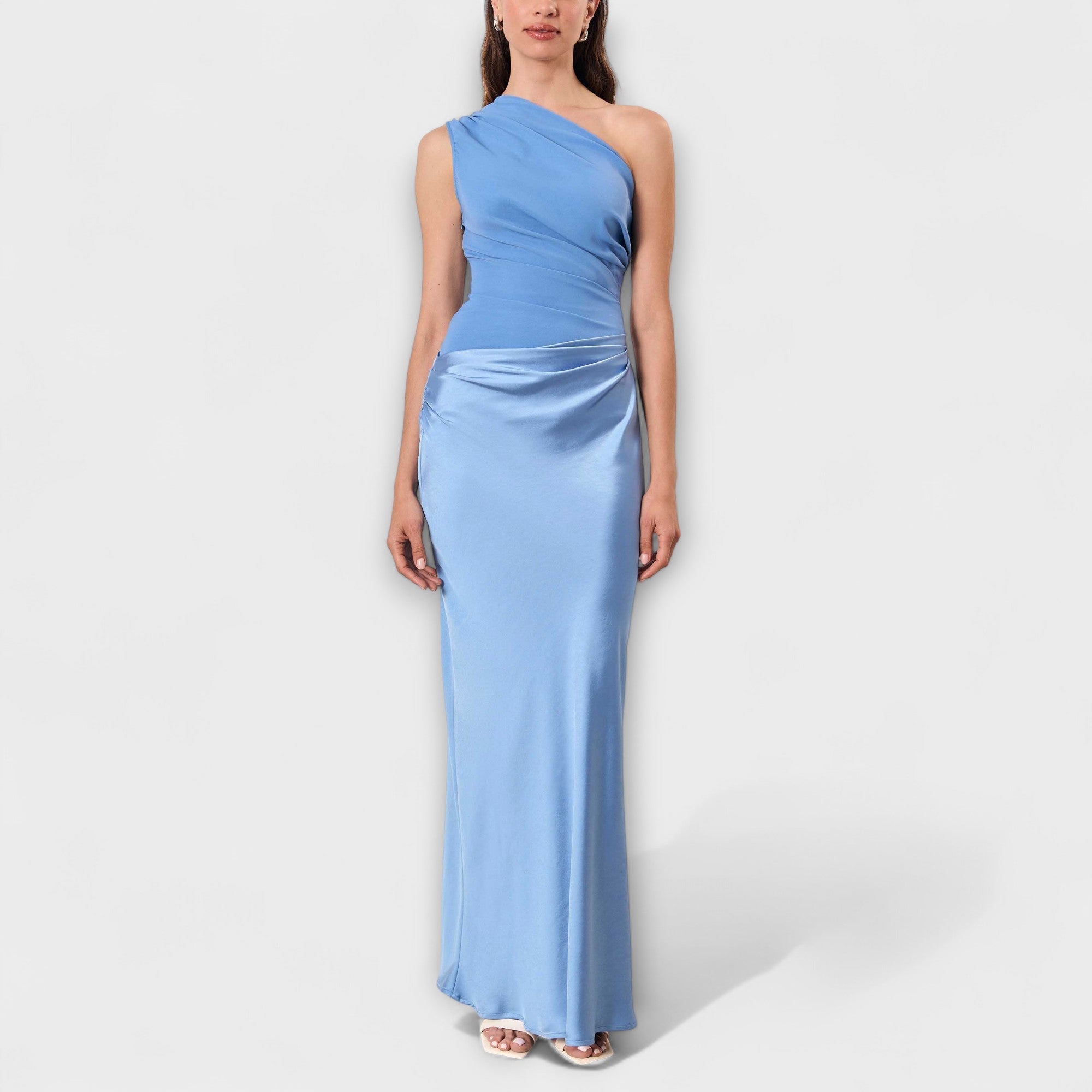Vestido de Fiesta Largo Plisado de un Solo Hombro | Cora