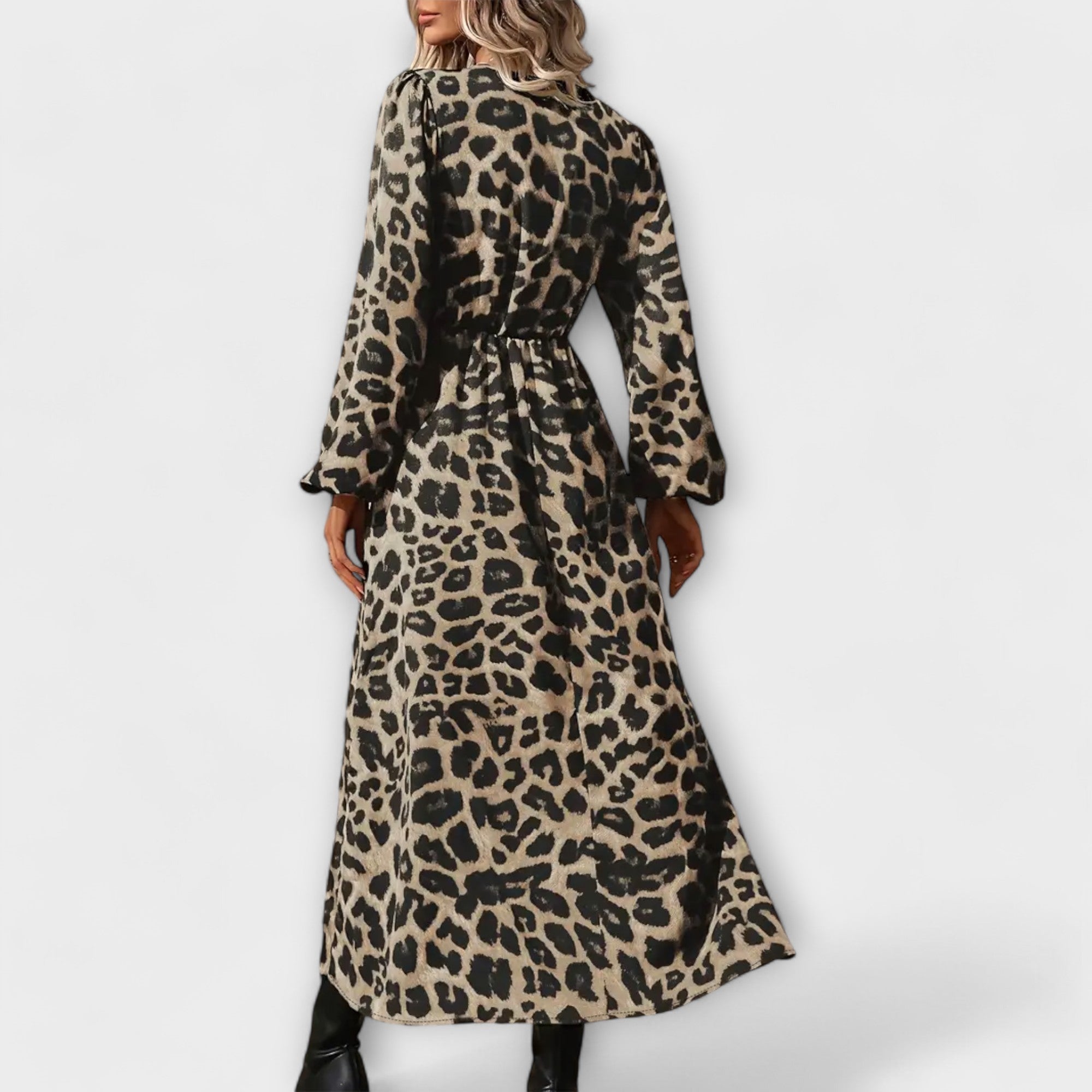 Vestido de Leopardo de Largo Midi para Mujer | Elivia