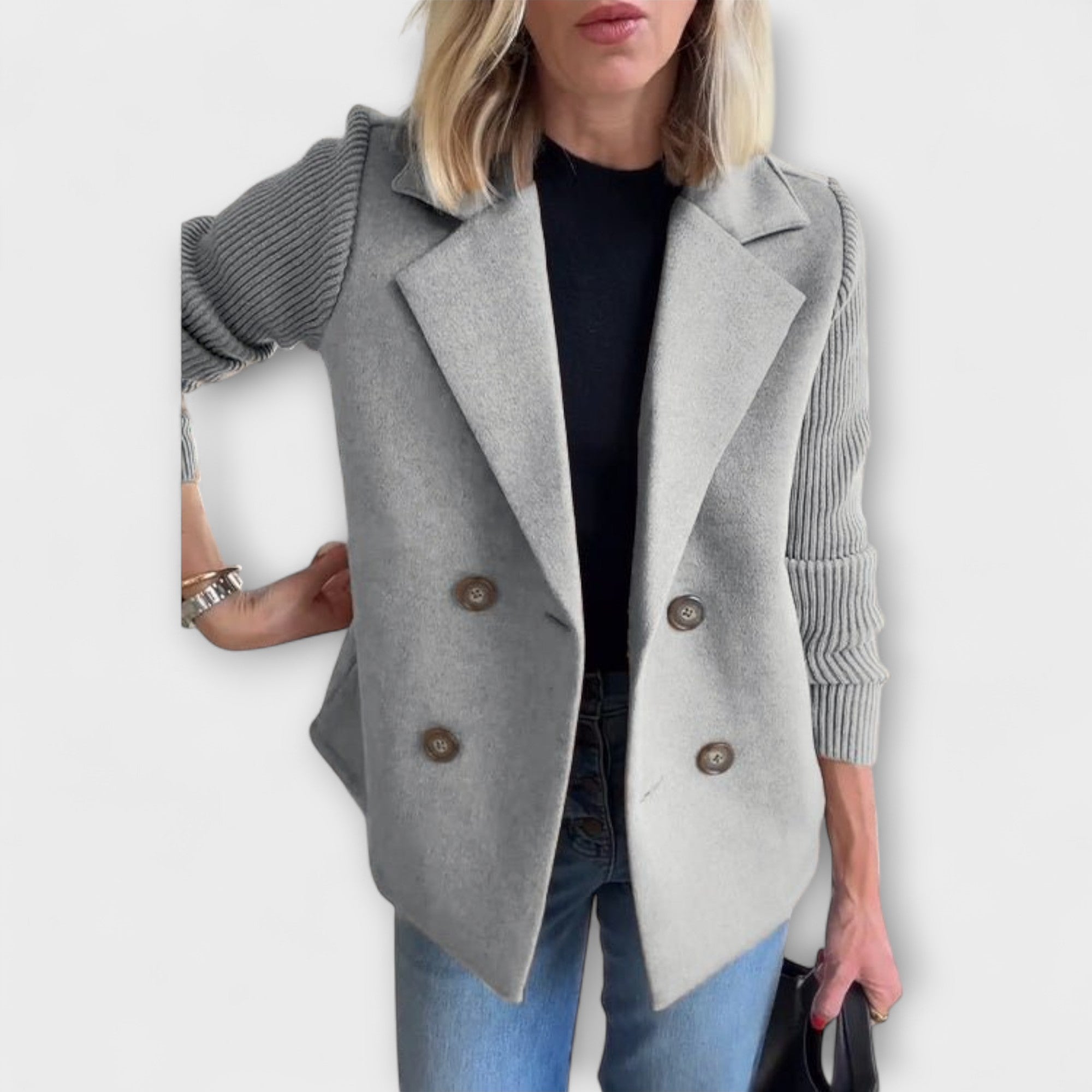 Blazer Elegante con Mangas de Punto | Amora