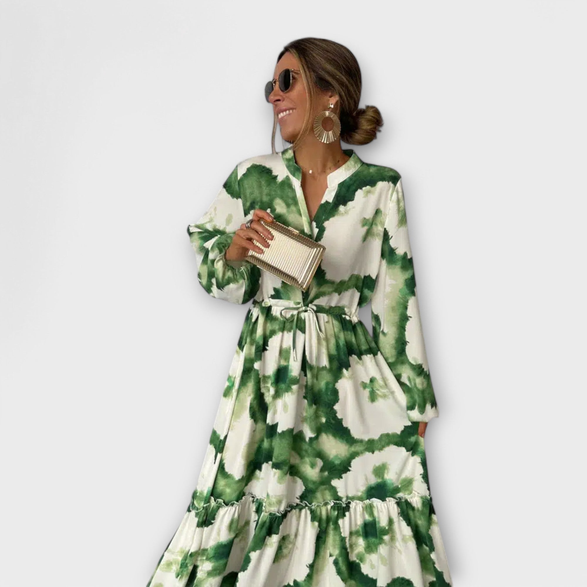 Vestido Largo Verde Estampado | Leni