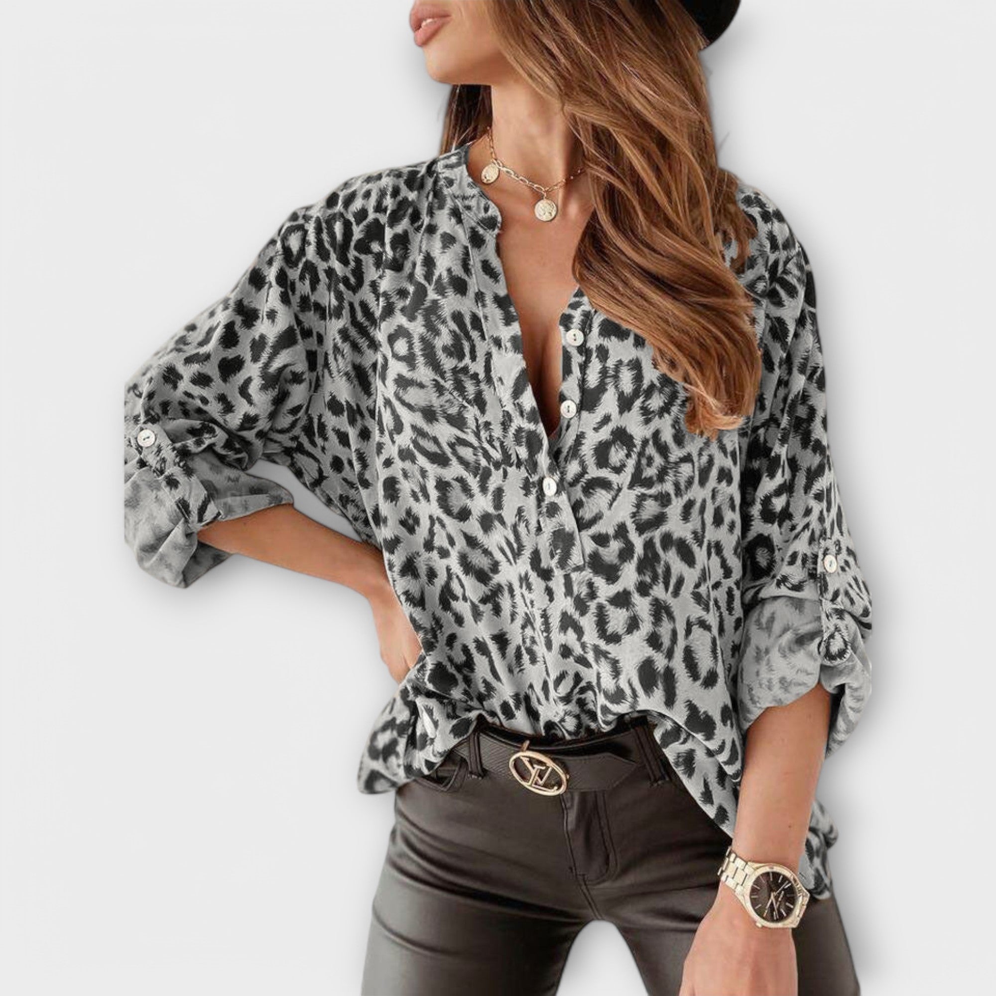 Blusa de Leopardo con Manga Abullonada | Camilla