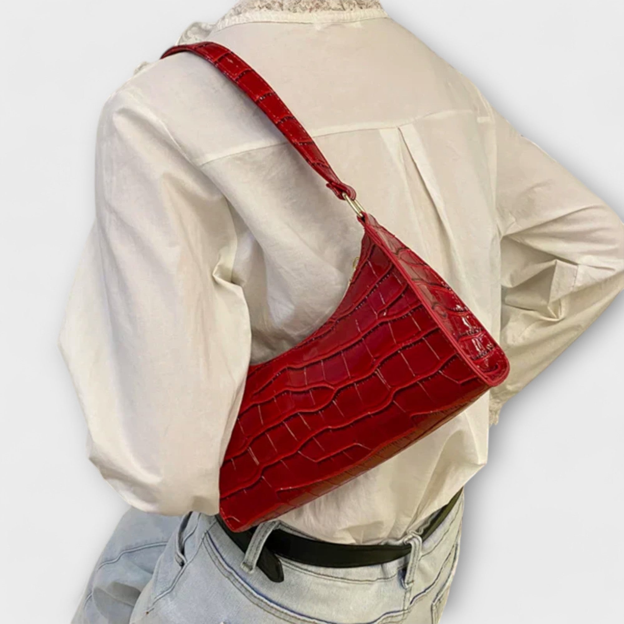 Bolso de Hombro de Piel Brillante | Claire