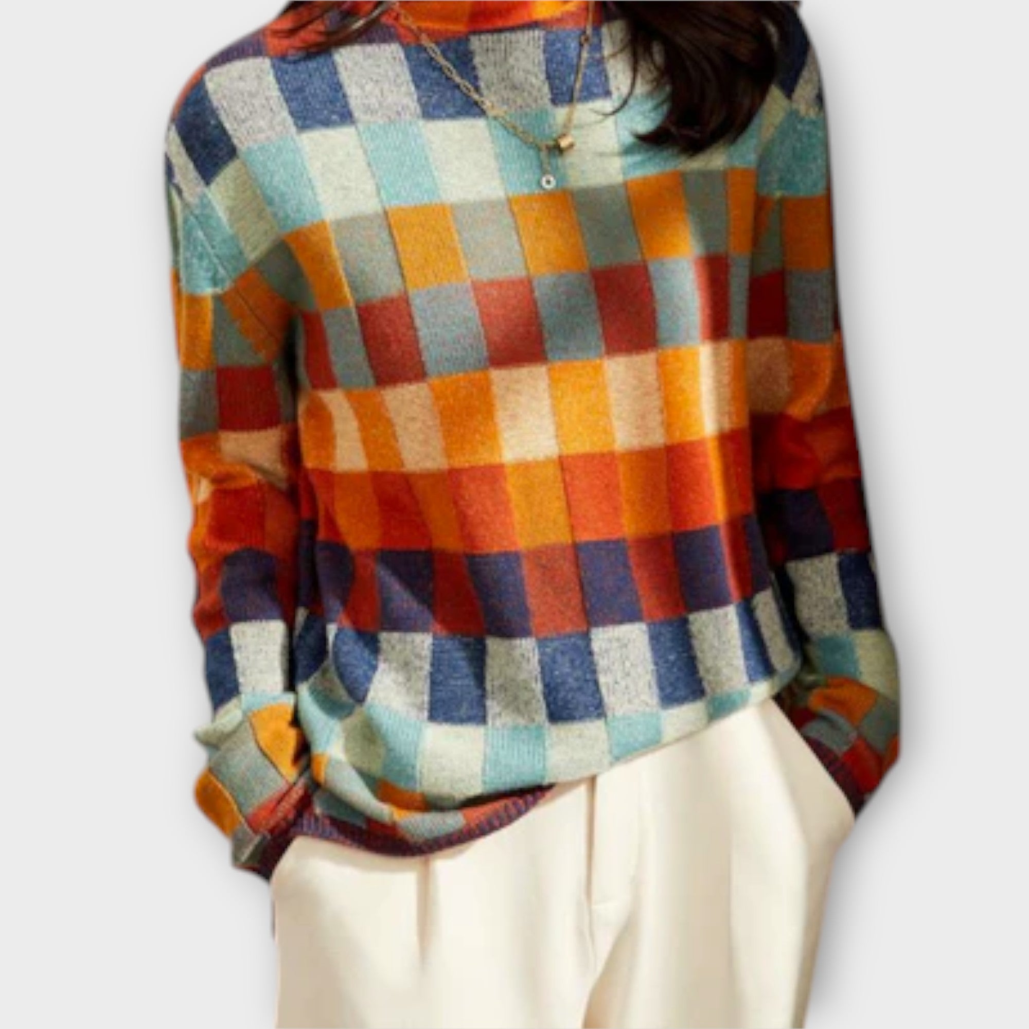Jersey de Cuello Alto con Diseño Patchwork | Jenni