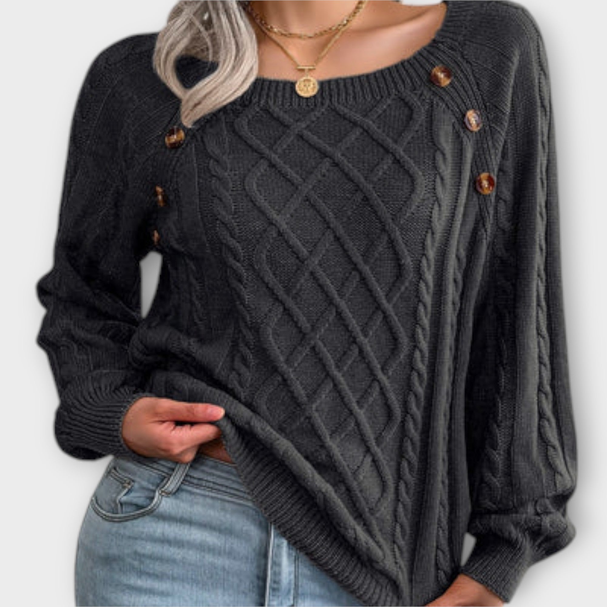 Jersey de Punto con Botones en el Hombro | Andrea