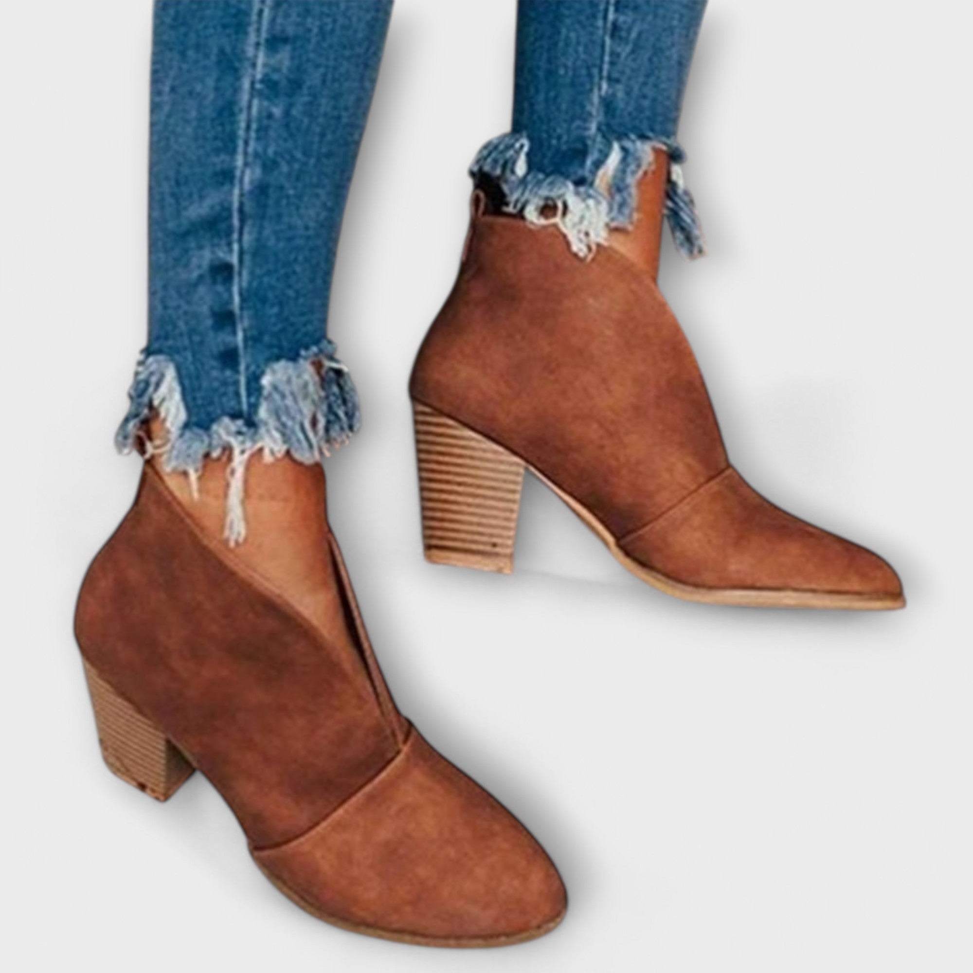 Botines Modernos de Piel con Tacón Ancho | Polly