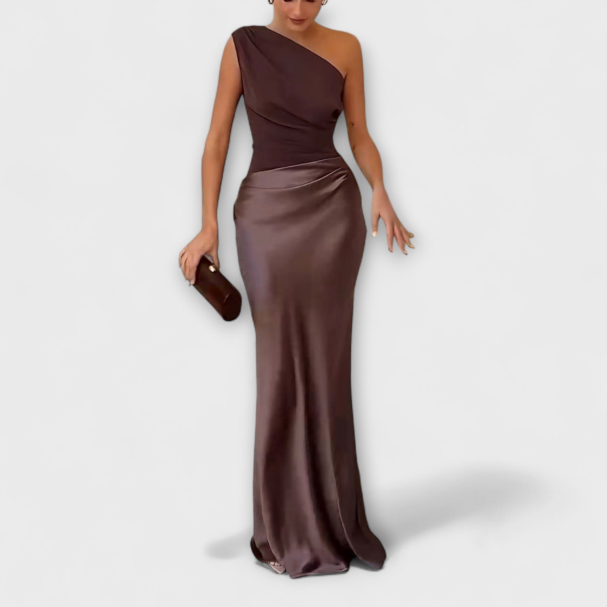 Vestido de Fiesta Largo Plisado de un Solo Hombro | Cora