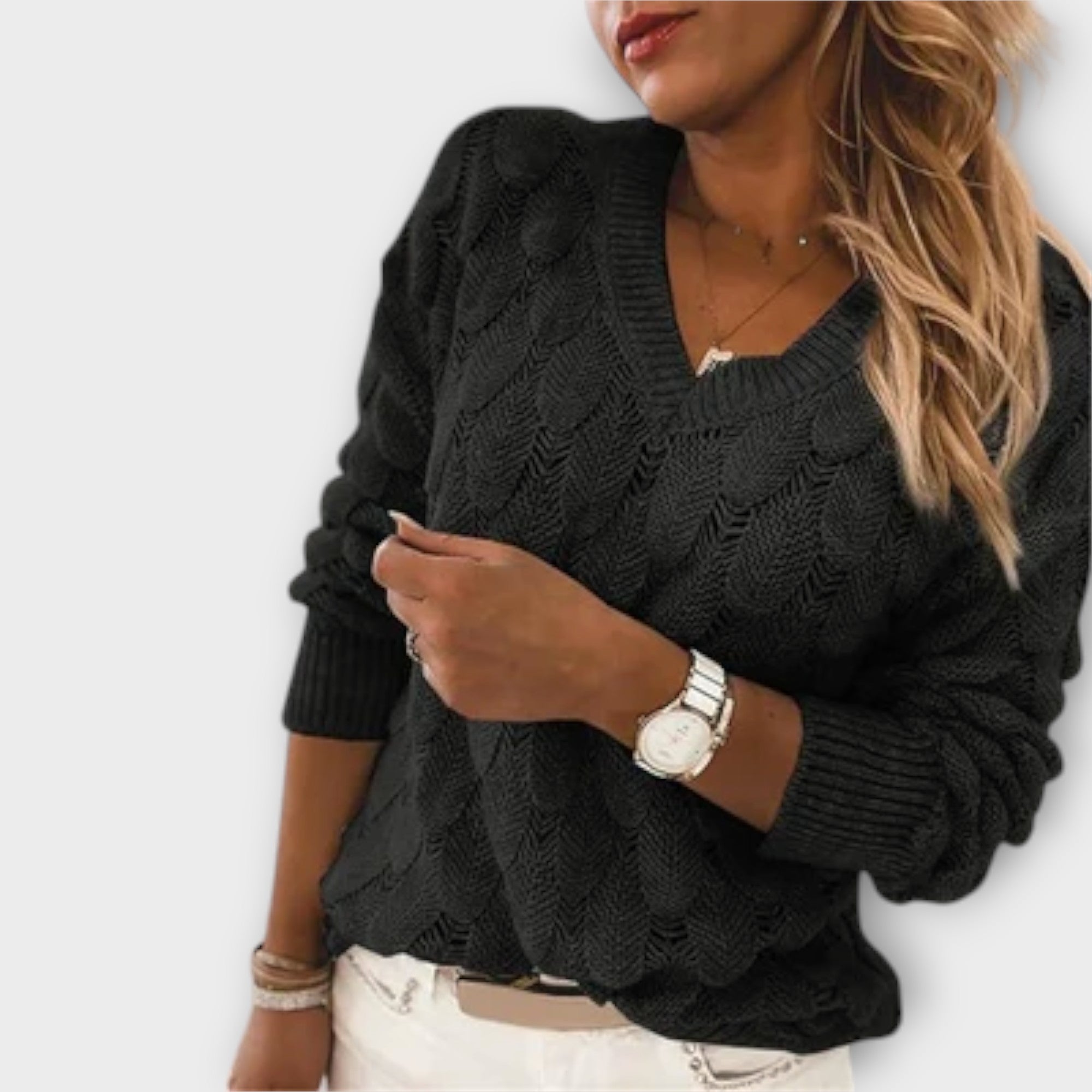 Jersey de Punto con Escote en V para Mujer | Sophy