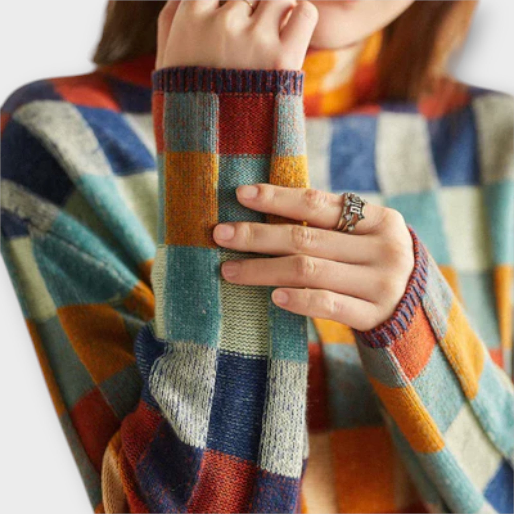 Jersey de Cuello Alto con Diseño Patchwork | Jenni