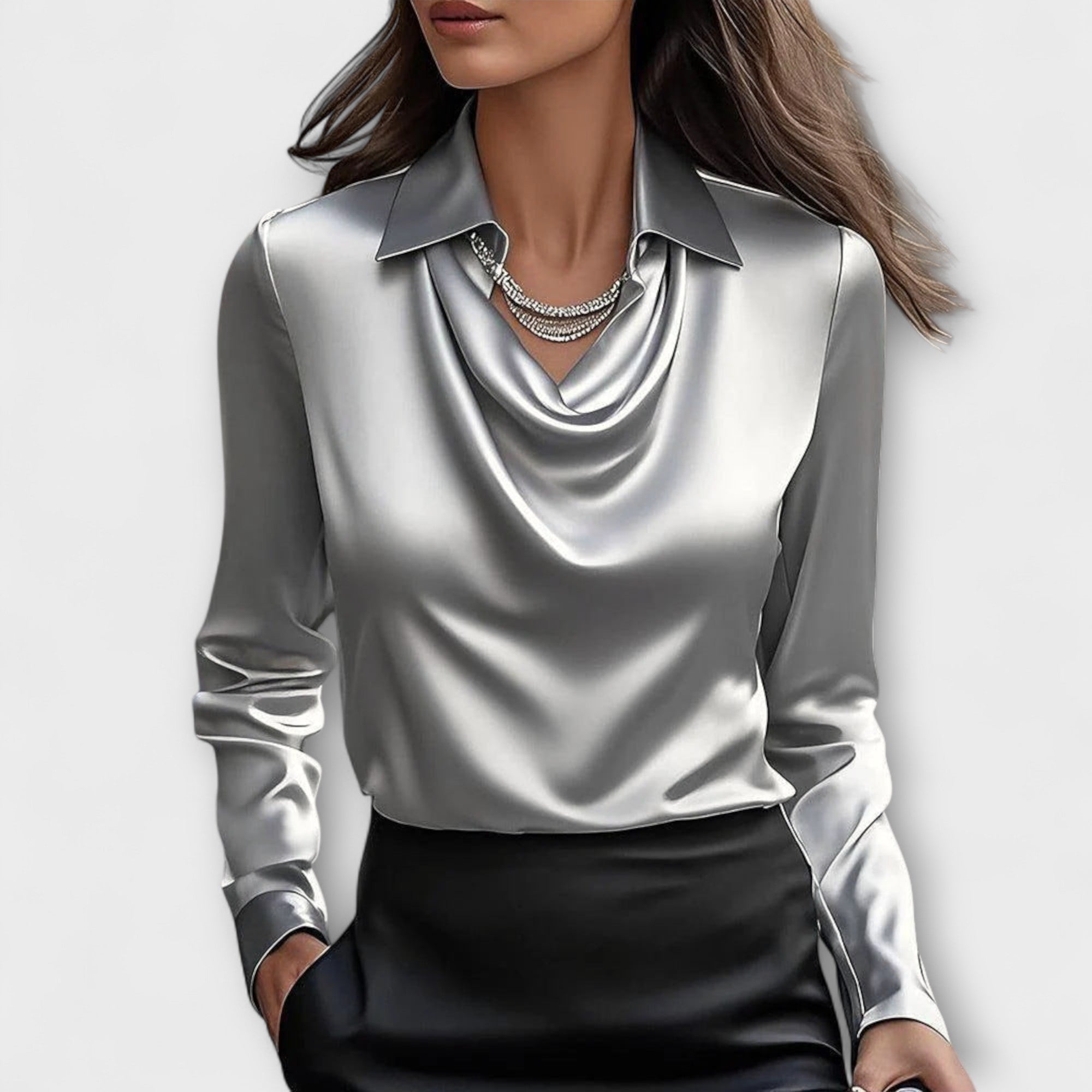 Blusa Brillante con Cuello de Volantes para Mujer | Larissa