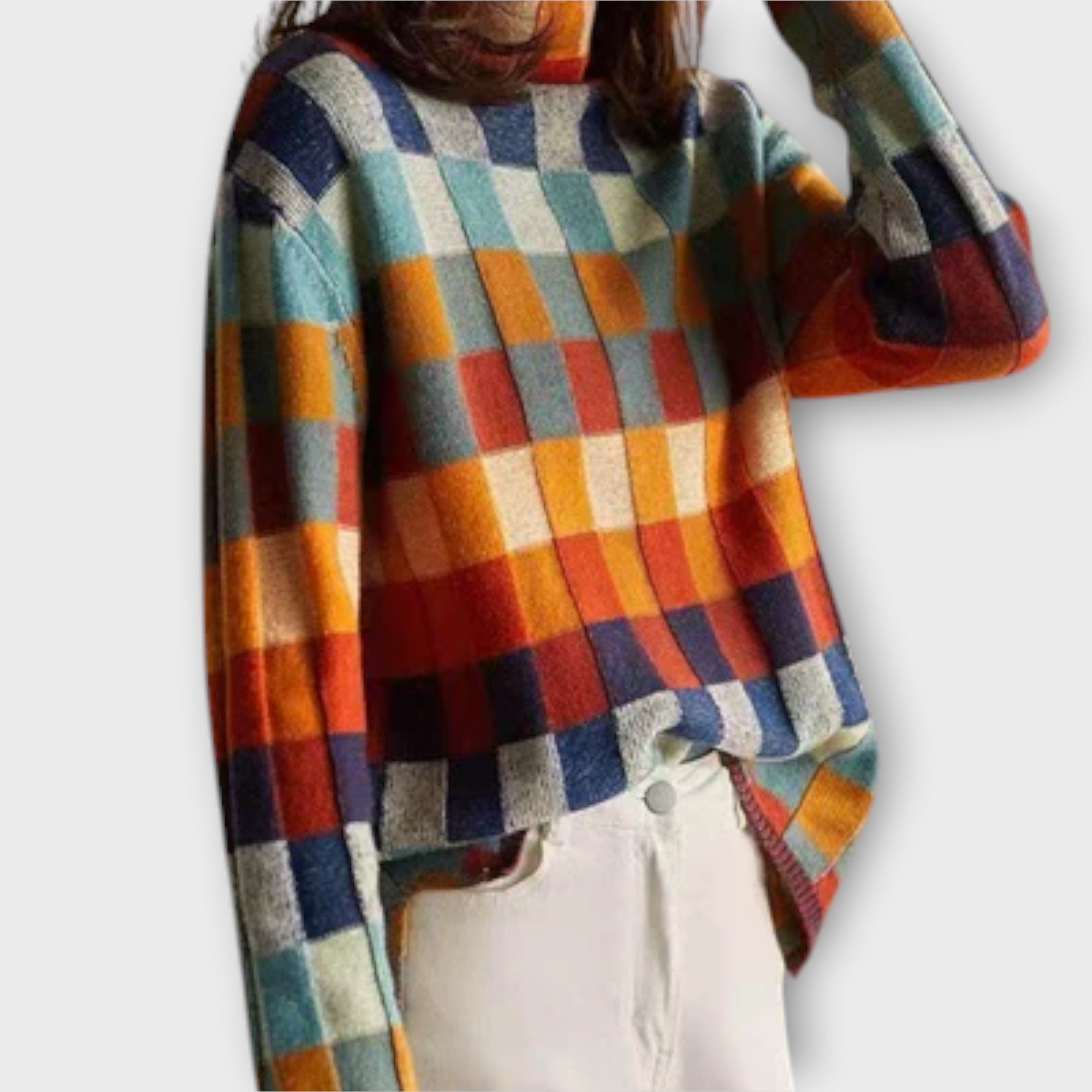 Jersey de Cuello Alto con Diseño Patchwork | Jenni