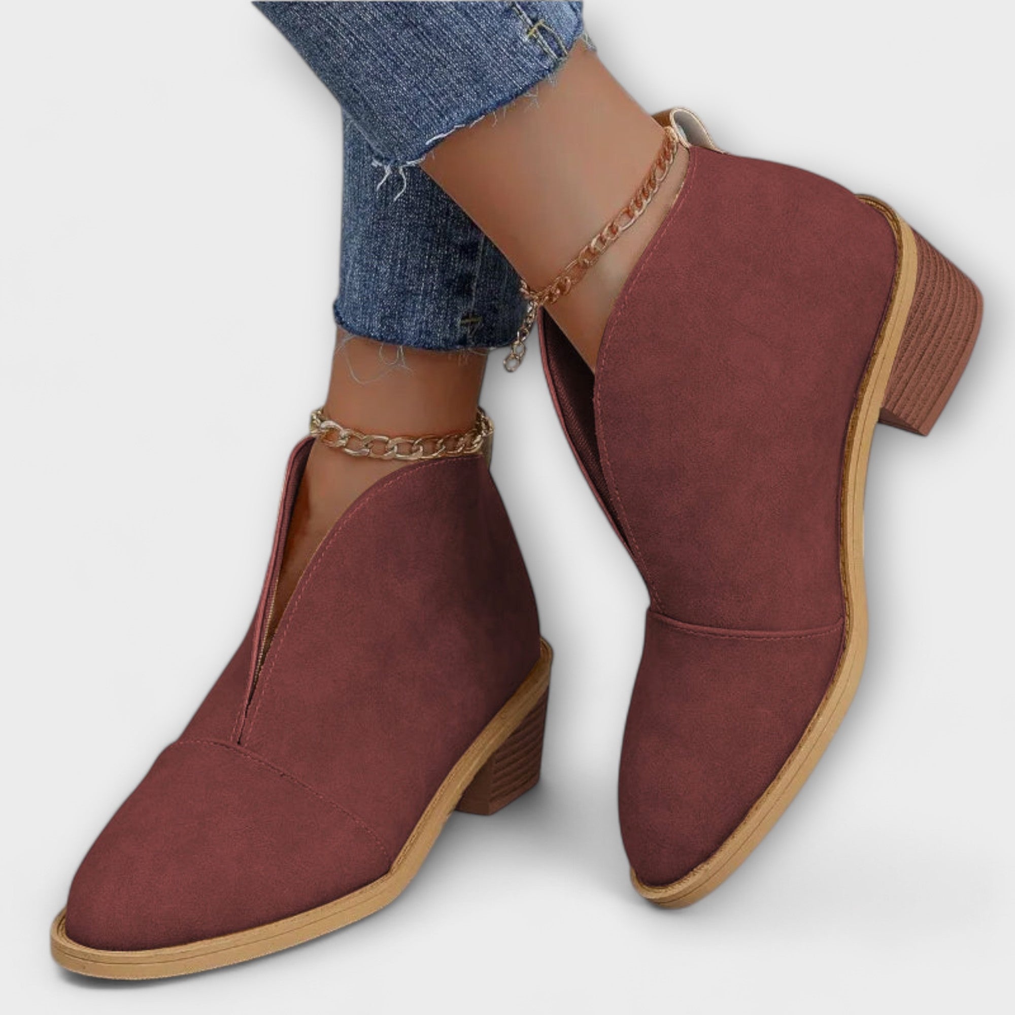 Botines Modernos de Piel con Tacón Ancho | Polly