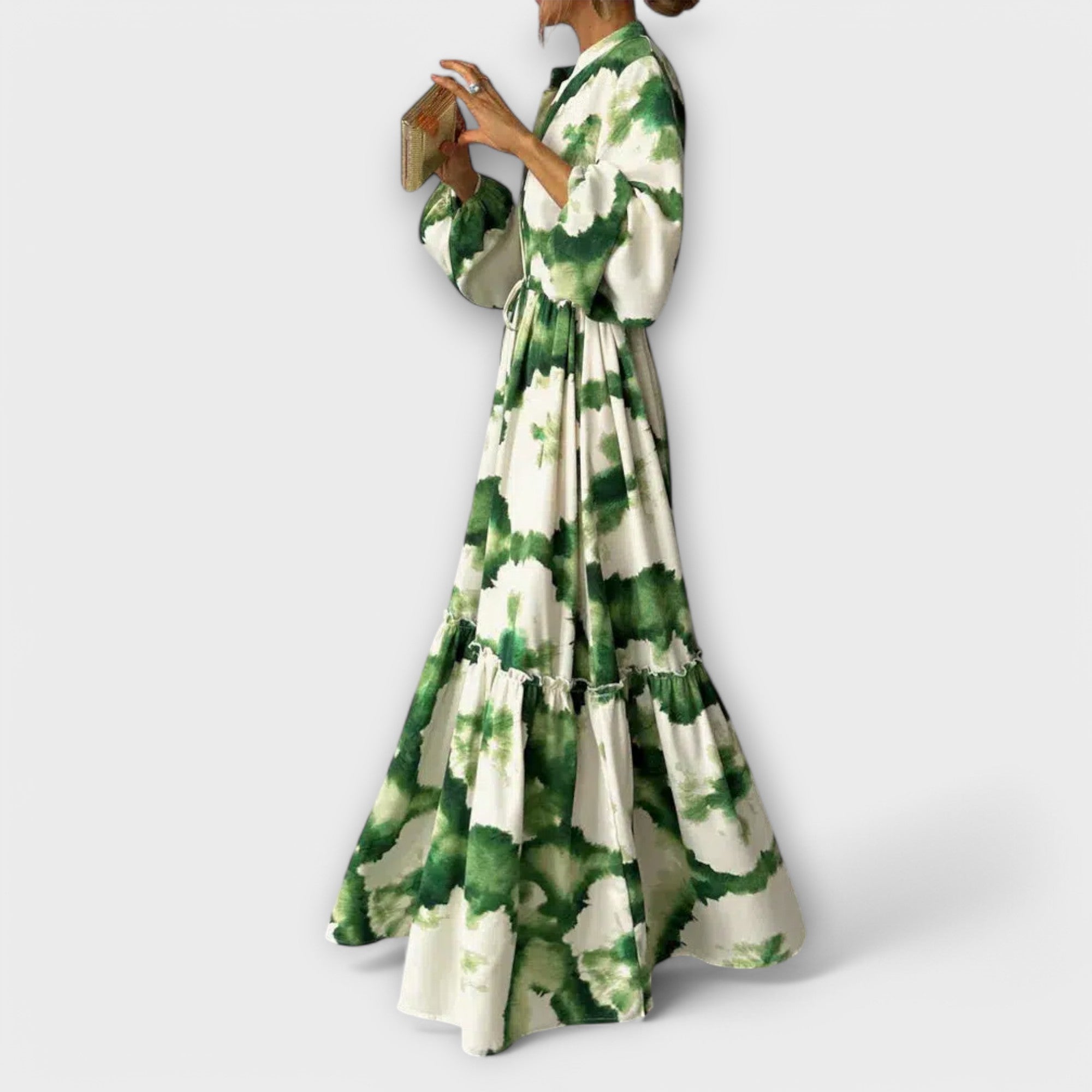 Vestido Largo Verde Estampado | Leni