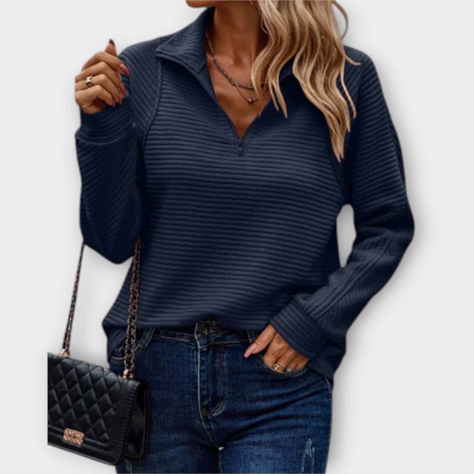 Jersey de Punto con Media Cremallera para Mujer | Flavia