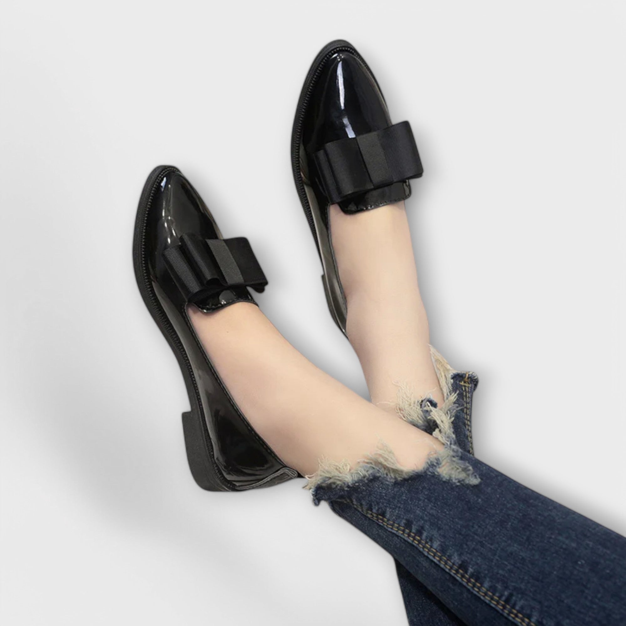 Mocasines Negros de Piel con Plataforma | Mysa