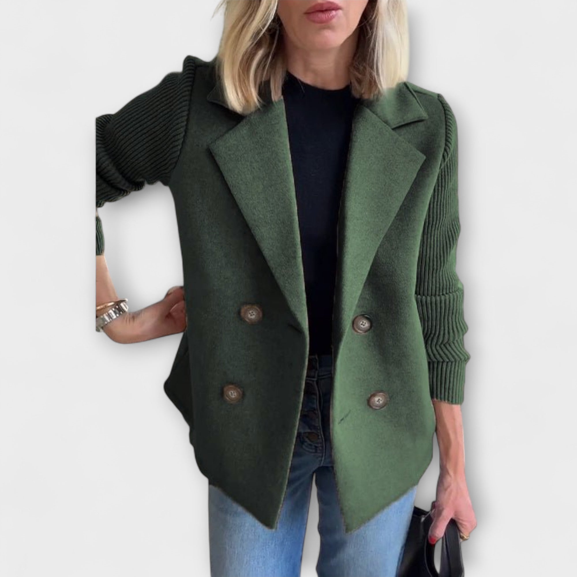 Blazer Elegante con Mangas de Punto | Amora