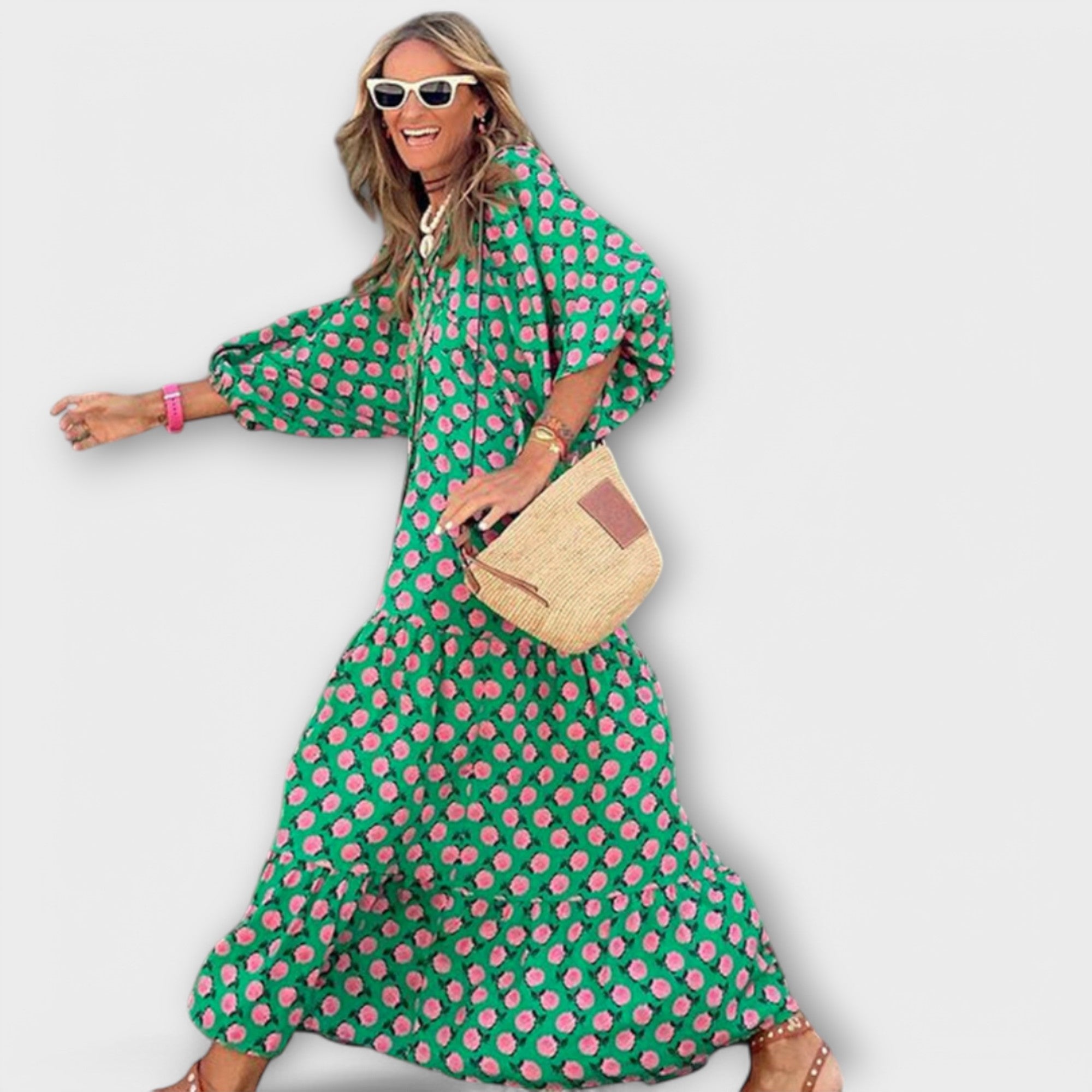 Vestido Largo Elegante con Estampado Geométrico | Zani