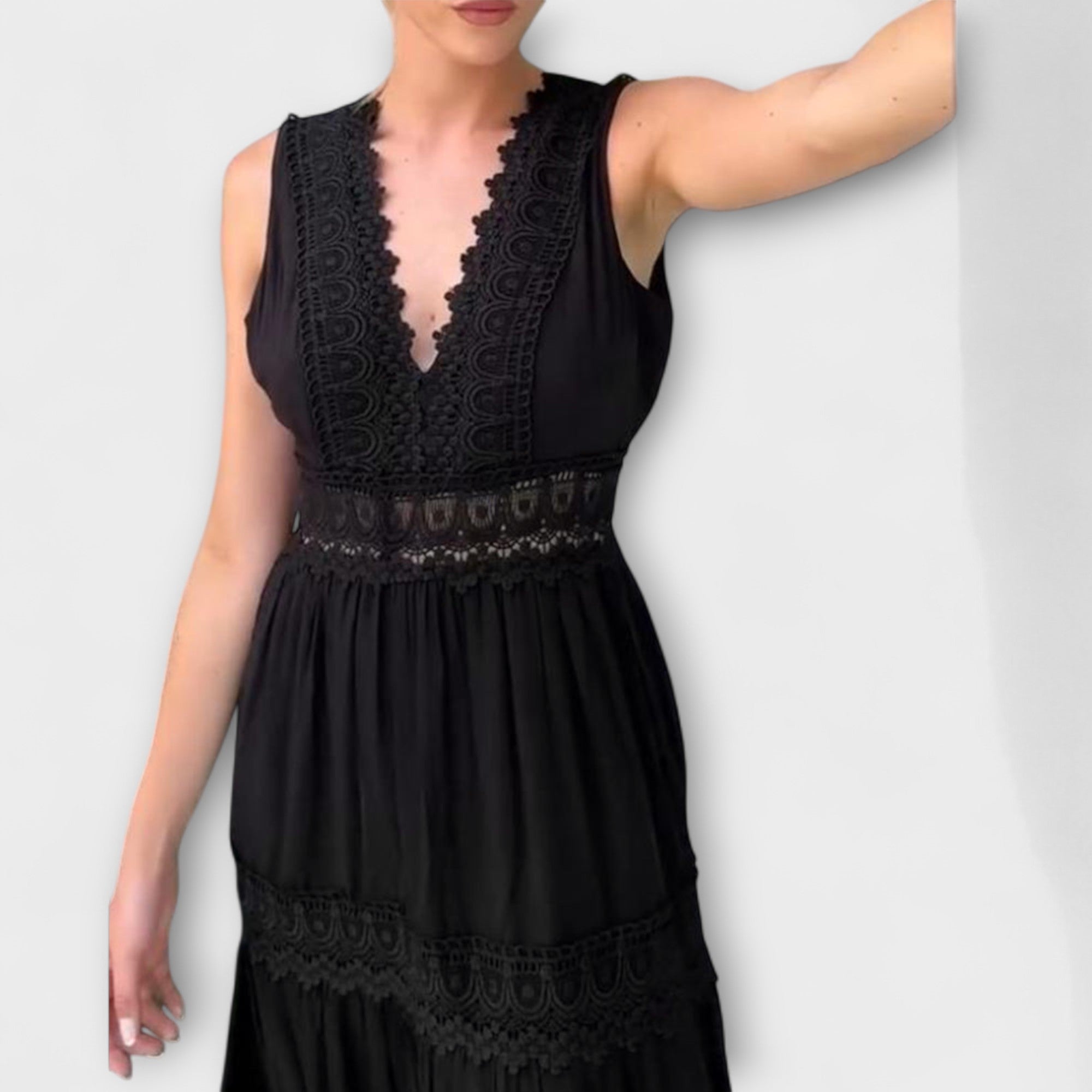 Vestido Midi Bohemio con Encaje Ninfea | Vallary