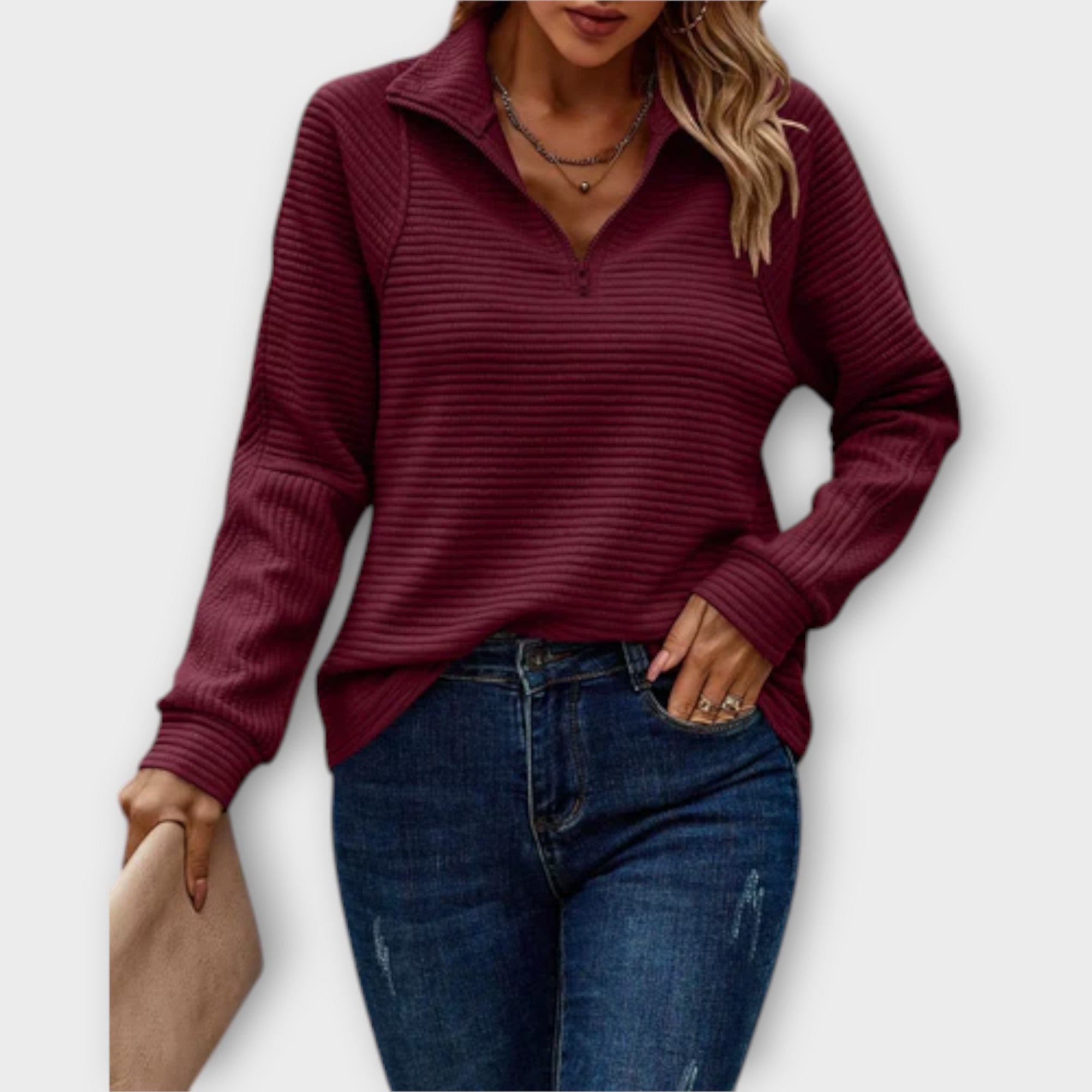 Jersey de Punto con Media Cremallera para Mujer | Flavia
