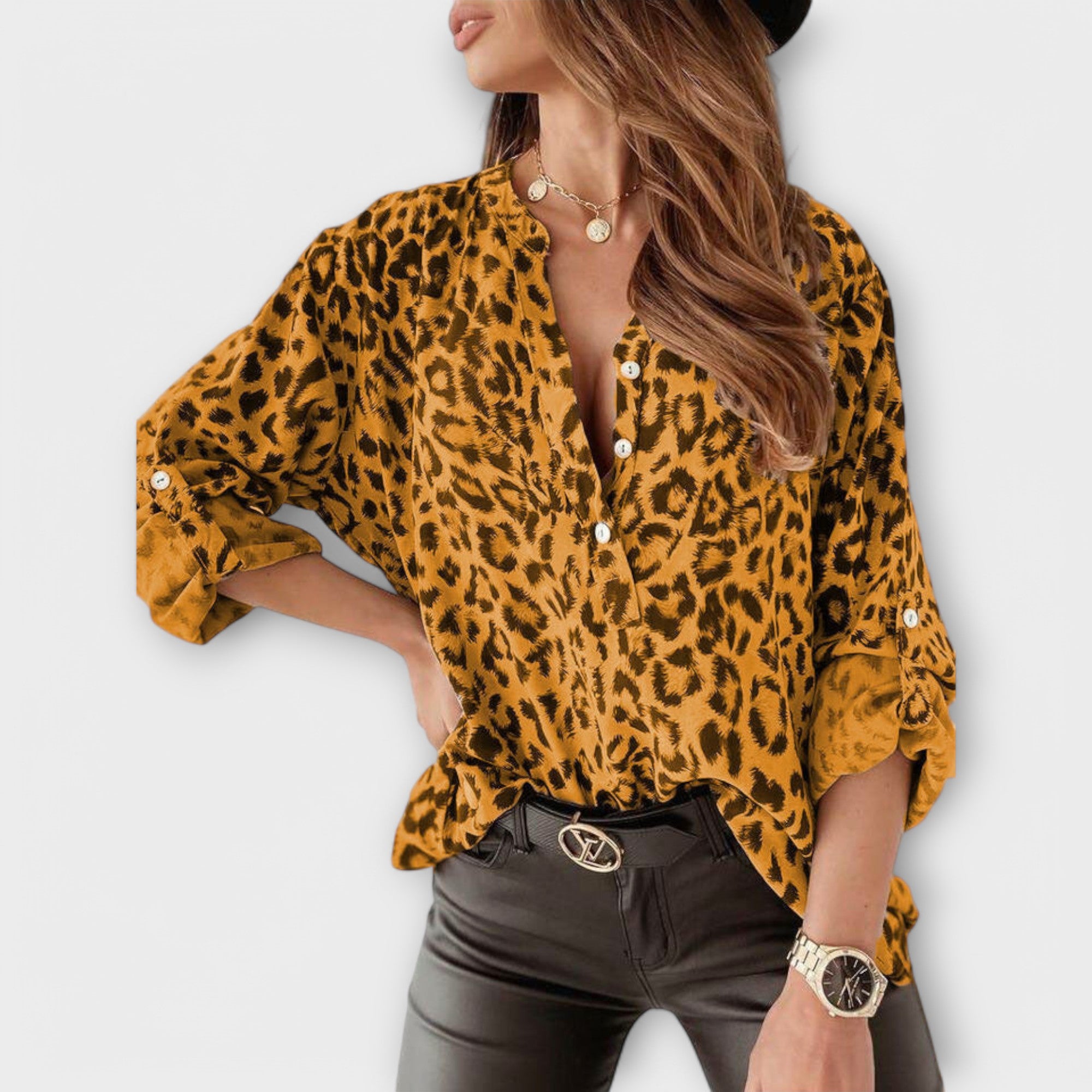 Blusa de Leopardo con Manga Abullonada | Camilla