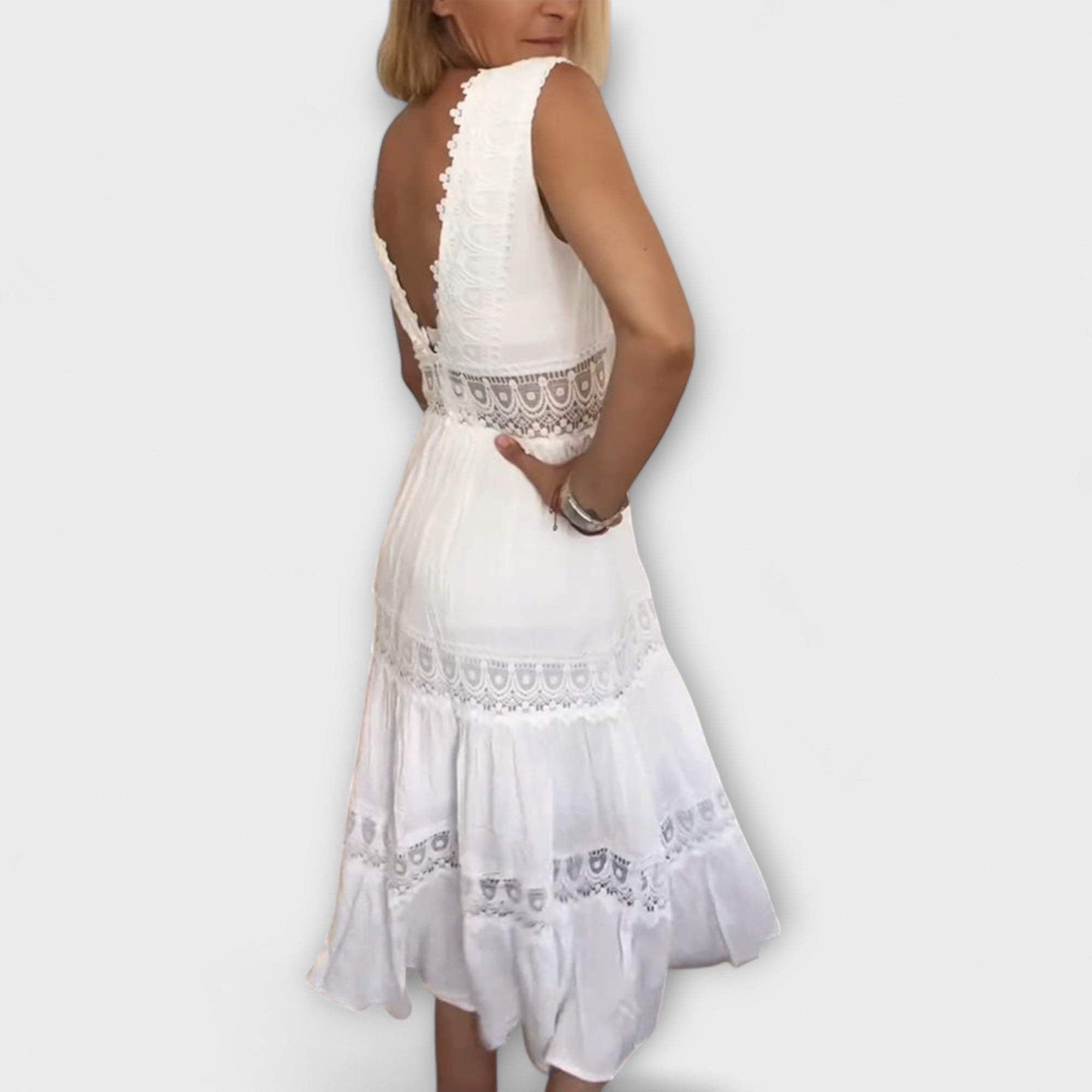 Vestido Midi Bohemio con Encaje Ninfea | Vallary