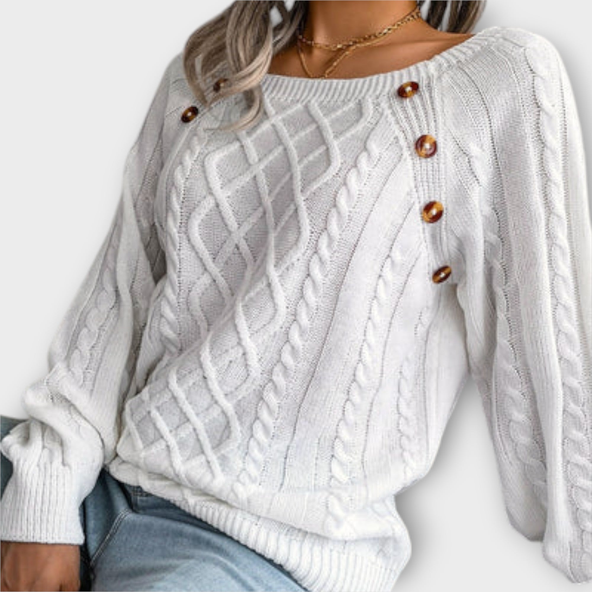 Jersey de Punto con Botones en el Hombro | Andrea