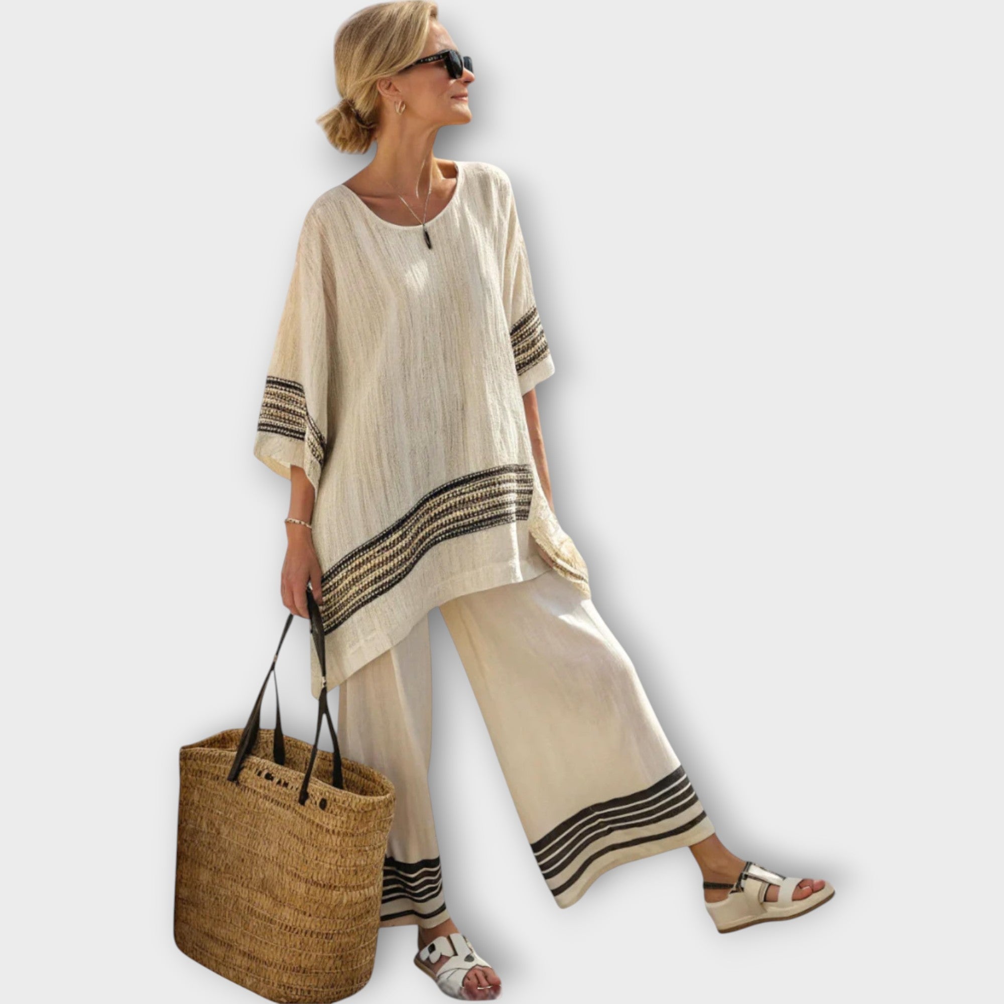 Conjunto de Dos Piezas a Rayas para Mujer | Anila