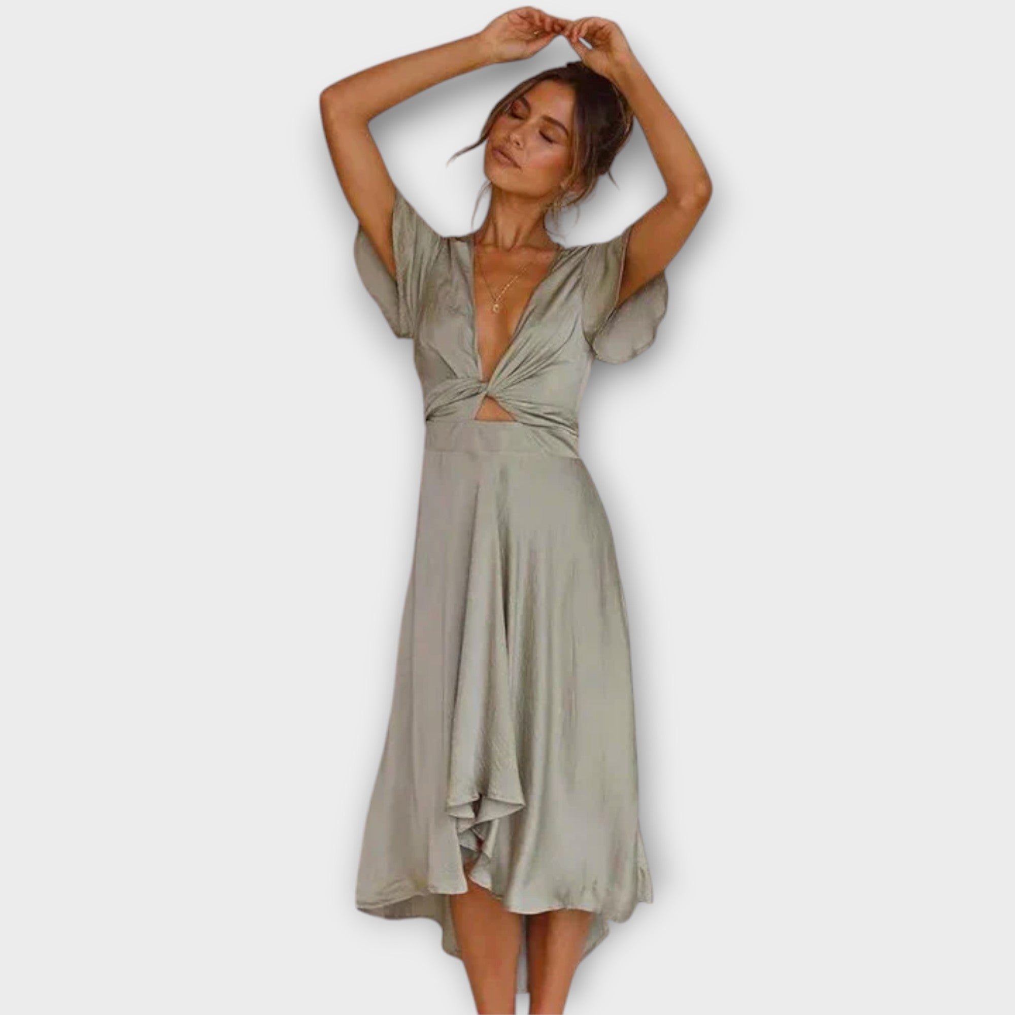Vestido Midi Elegante con Escote en V Margret | Dress