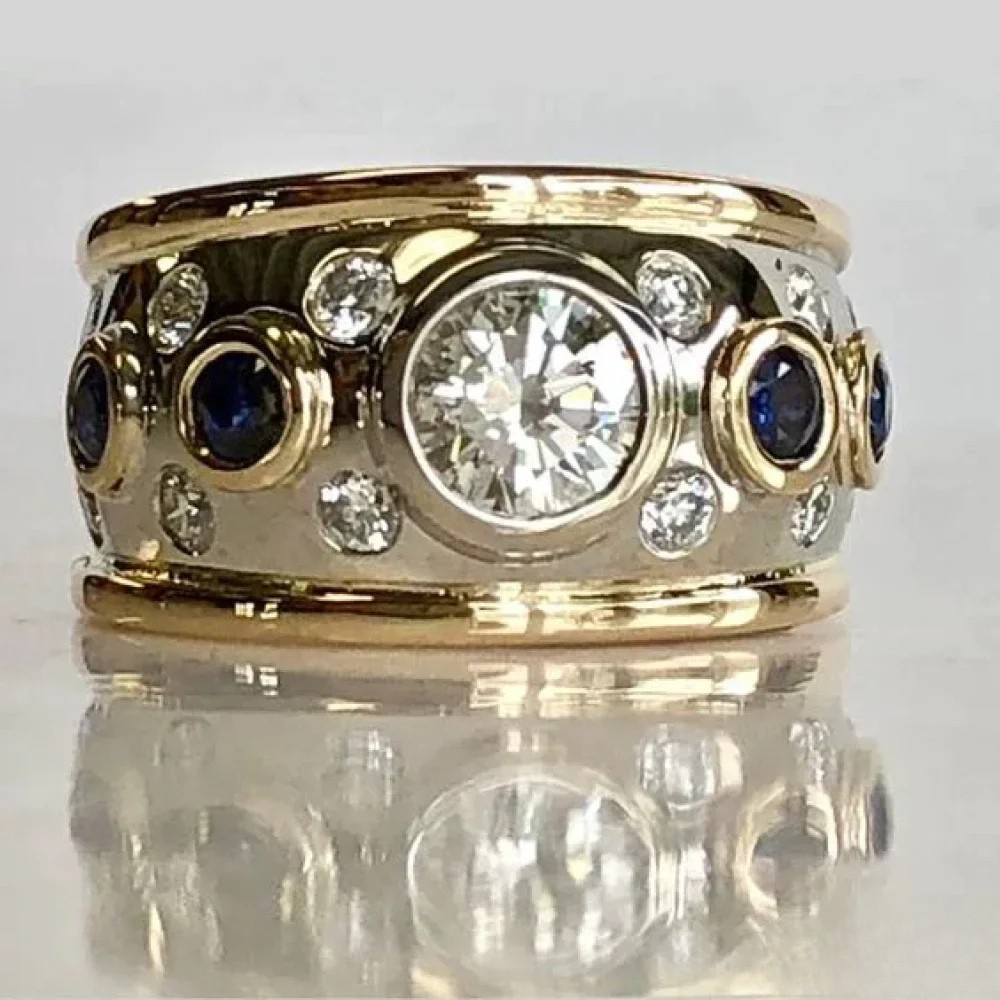 Anillo Chapado en Oro con Circonita Estilo Retro | Anny