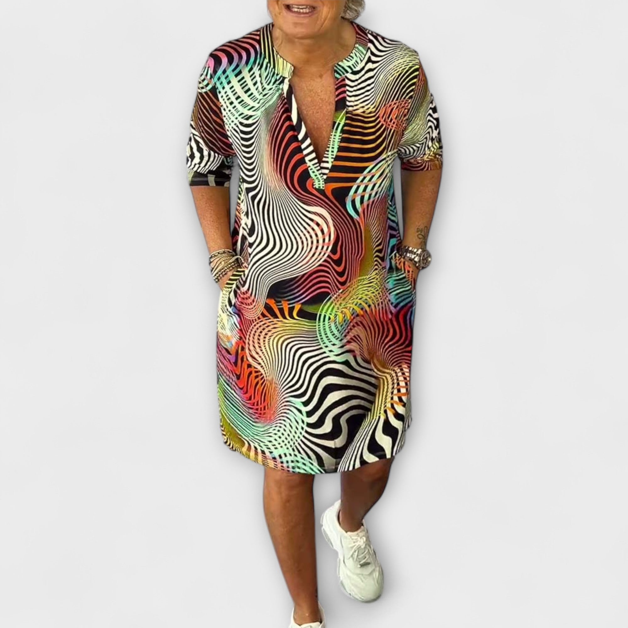 Vestido de Fiesta de Colores con Drapeado Liora | Larah