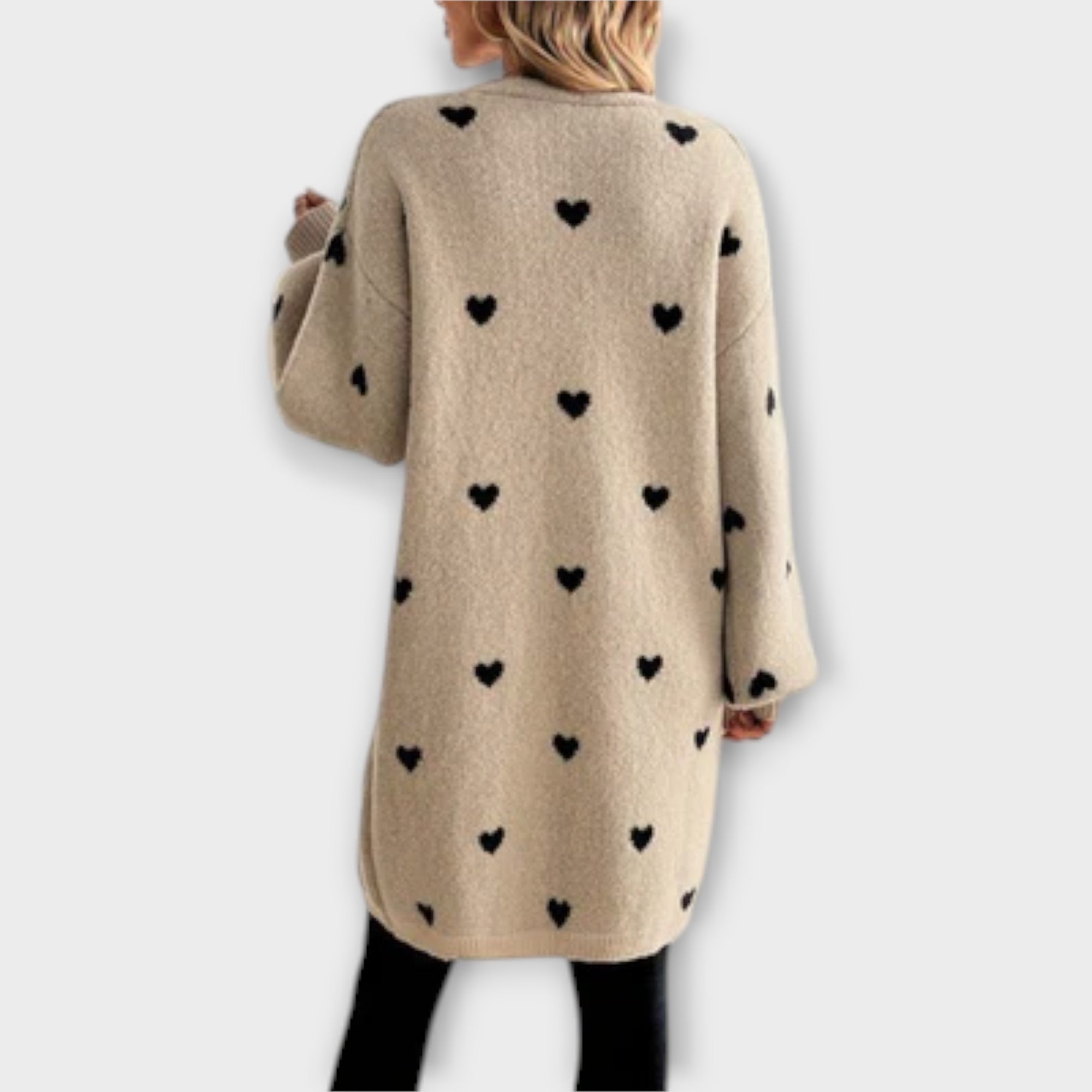 Cárdigan de Punto con Estampado de Corazones | Rebeca