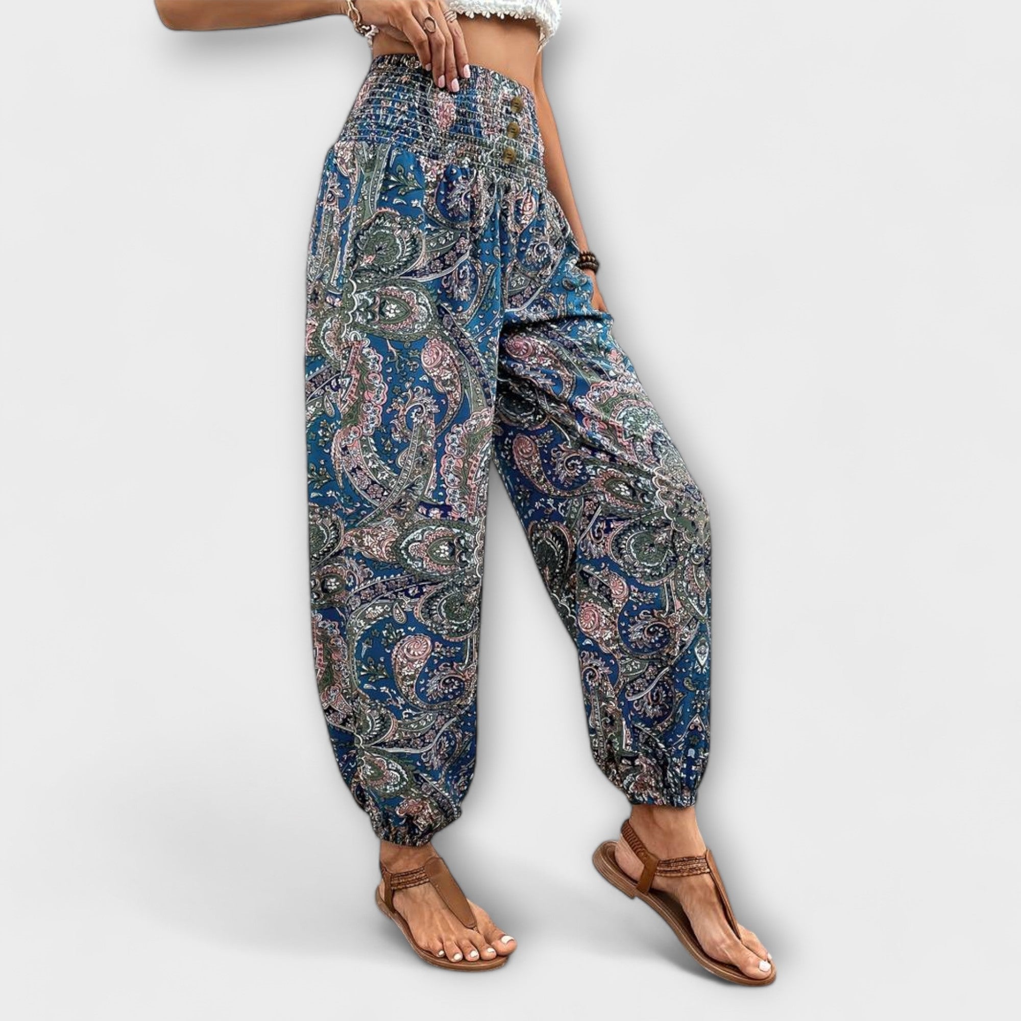 Pantalón Fluido con Estampado Étnico para Mujer | Phoebie