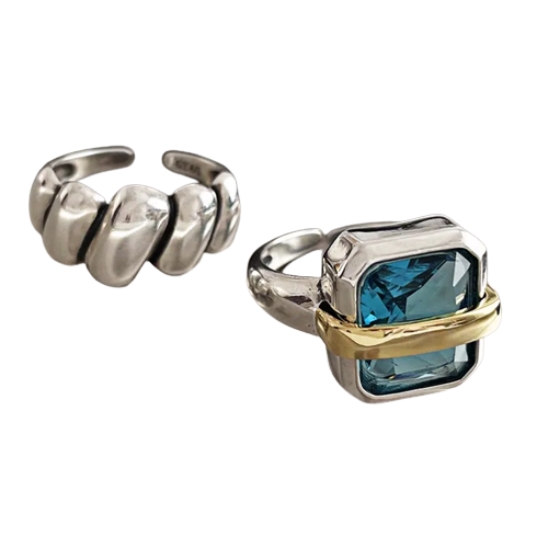 Anillo de Plata de Ley 925 con Circonita Azul | Noor