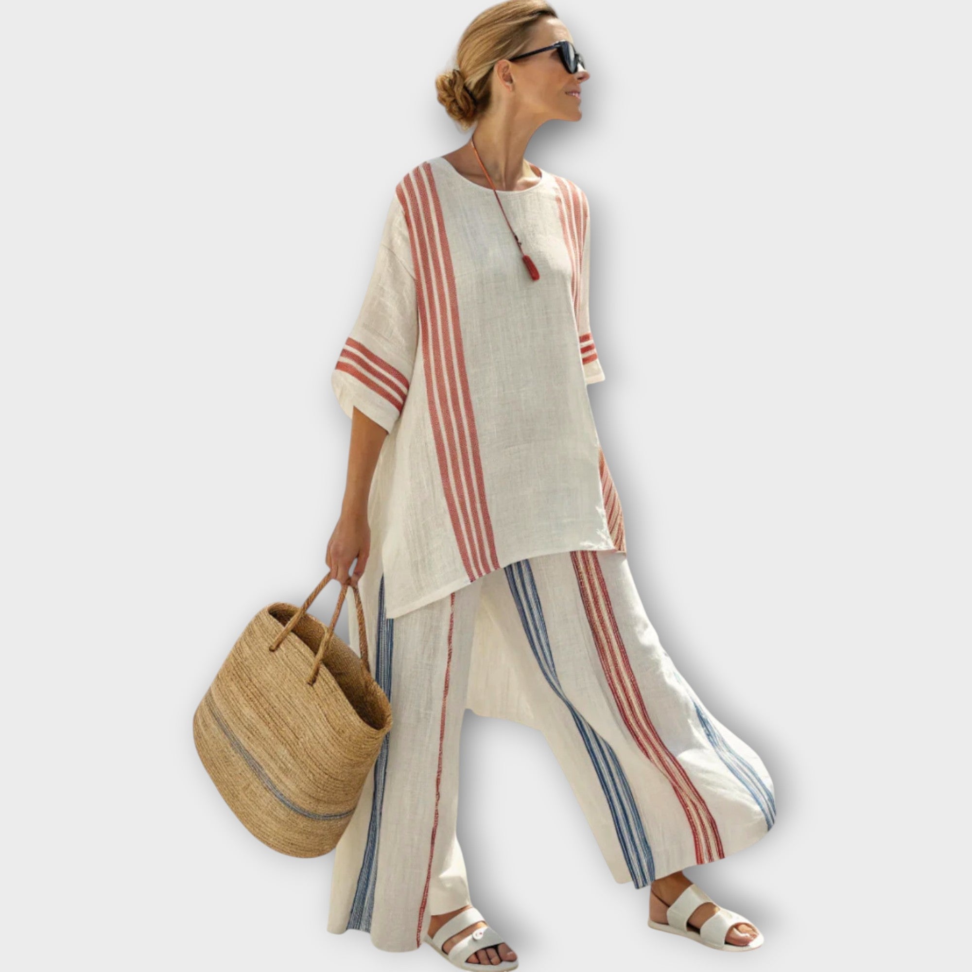 Conjunto de Dos Piezas a Rayas para Mujer | Anila