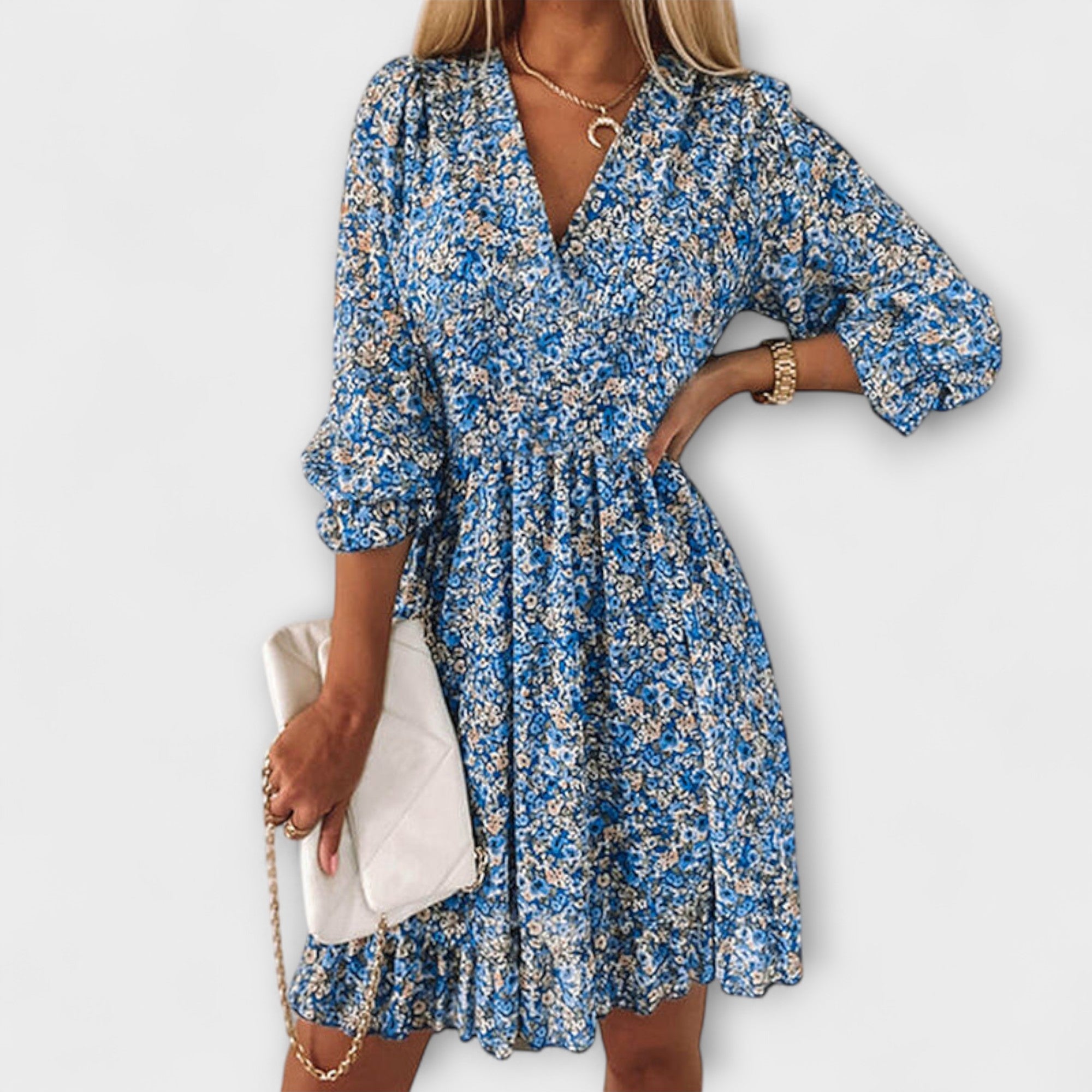 Vestido Floral con Mangas Abullonadas | Romántico