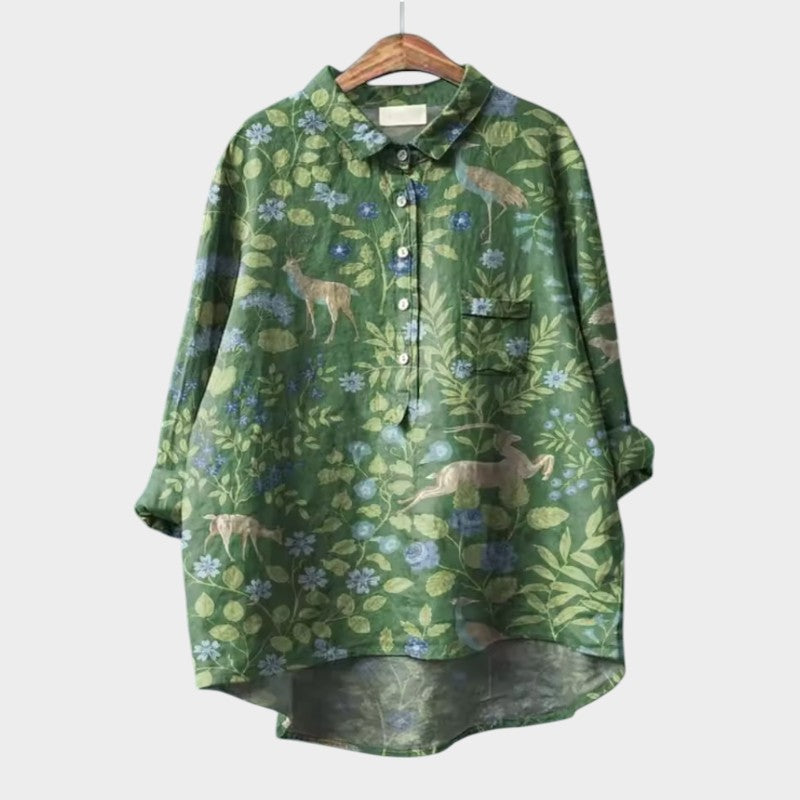 Blusa Estampada con Lazada al Cuello | Vona