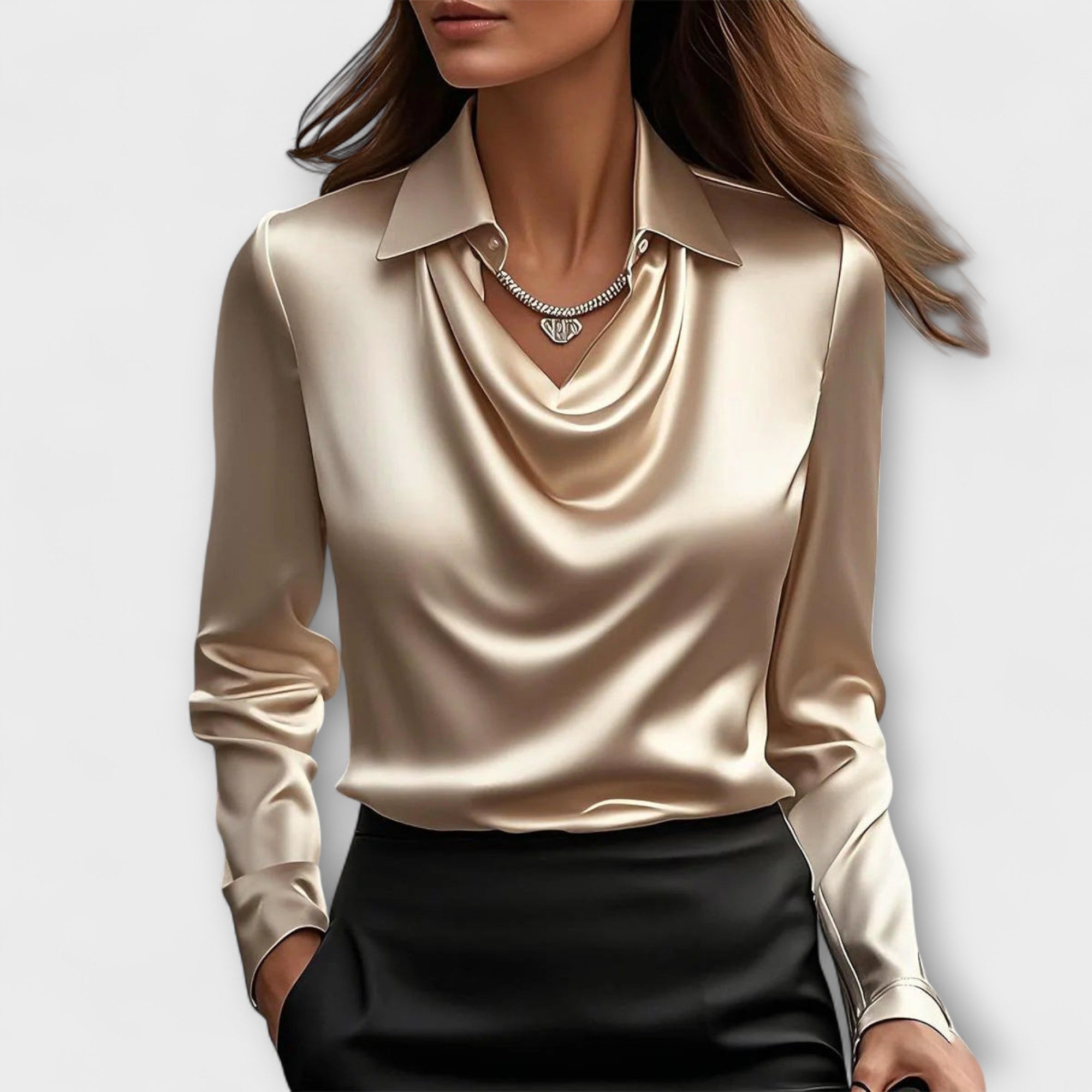 Blusa Brillante con Cuello de Volantes para Mujer | Larissa
