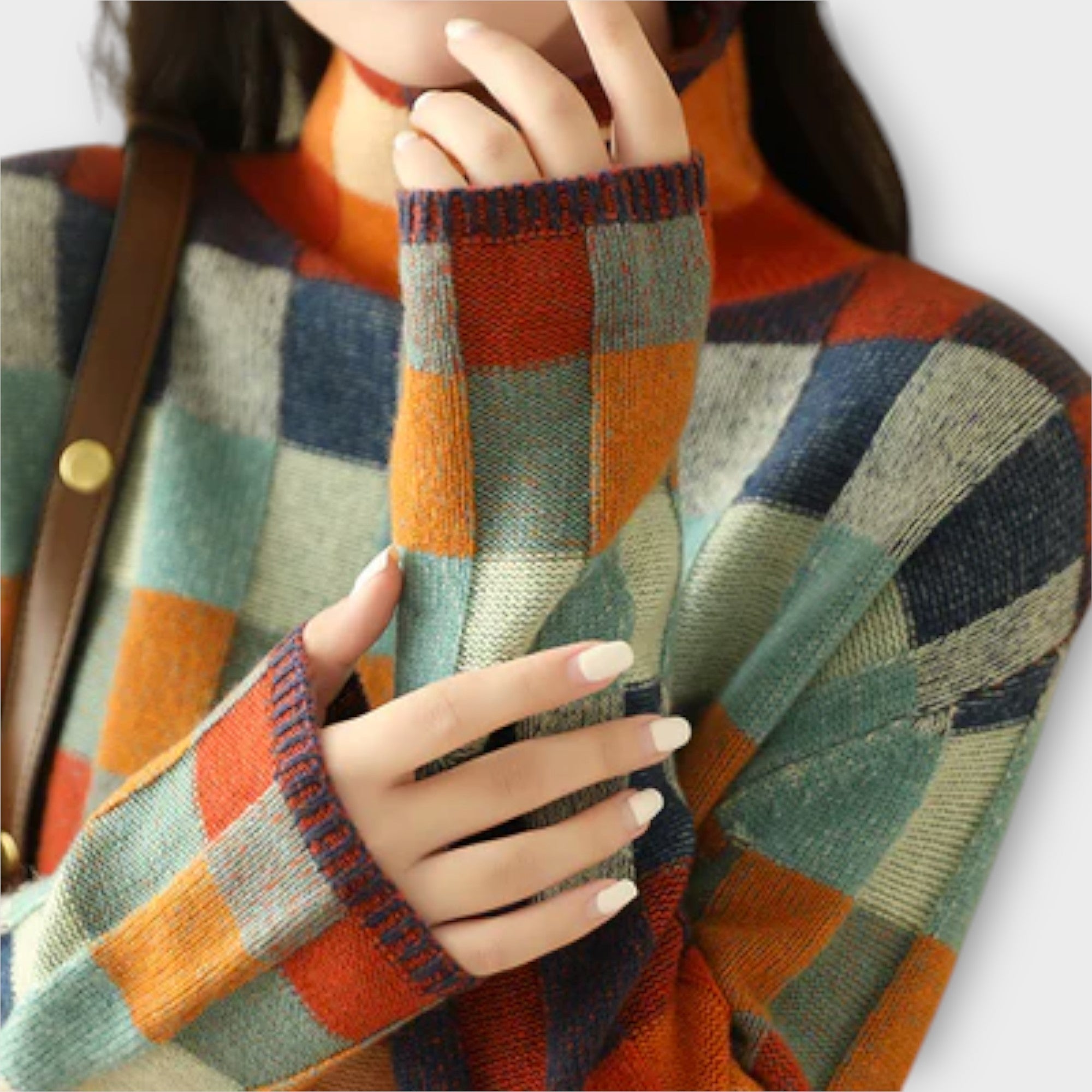 Jersey de Cuello Alto con Diseño Patchwork | Jenni