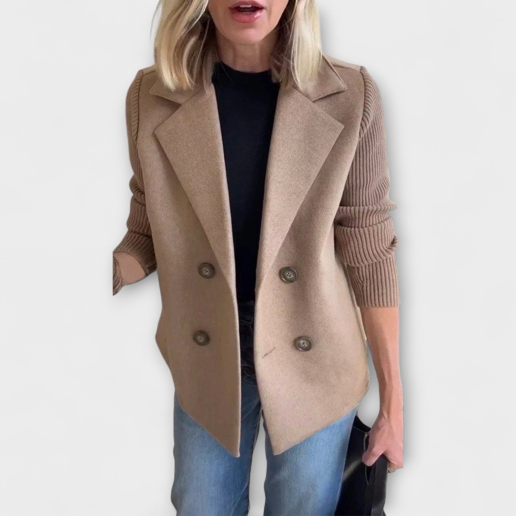Blazer Elegante con Mangas de Punto | Amora