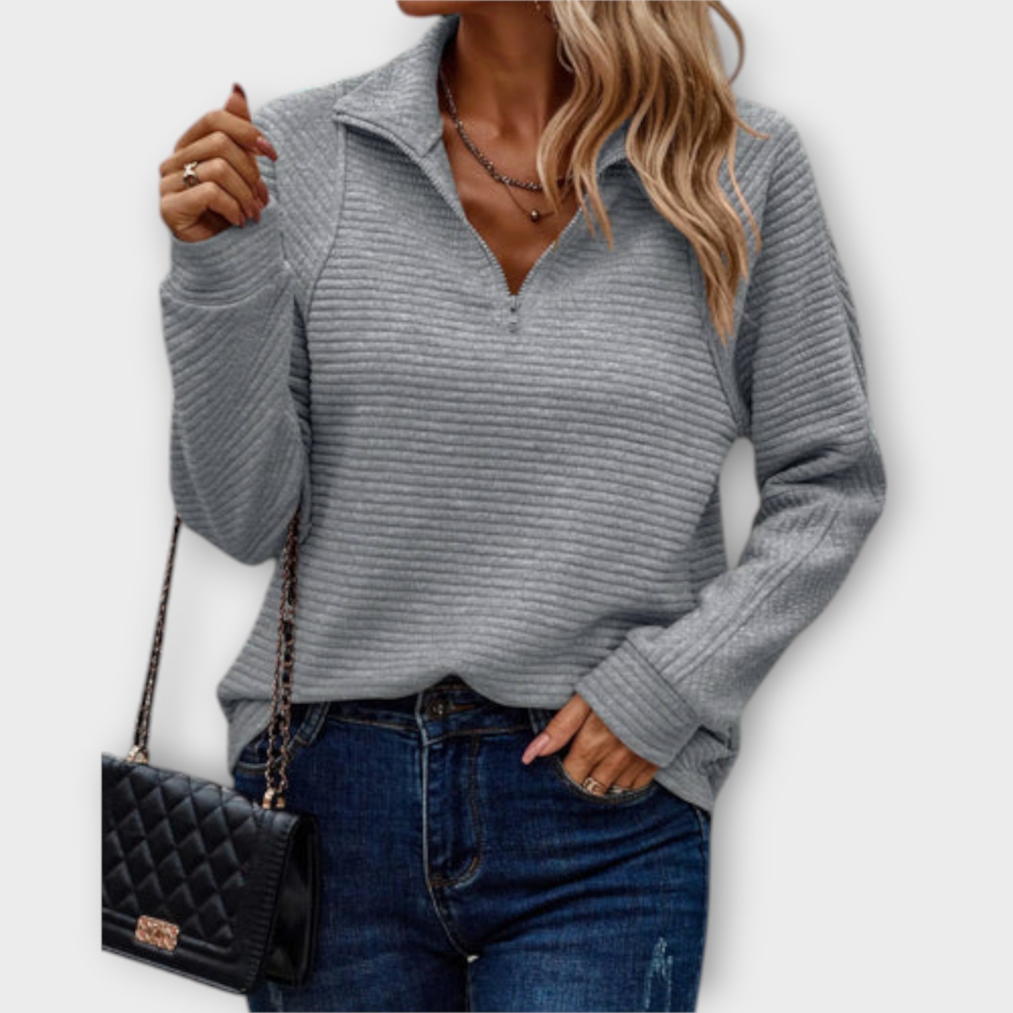 Jersey de Punto con Media Cremallera para Mujer | Flavia