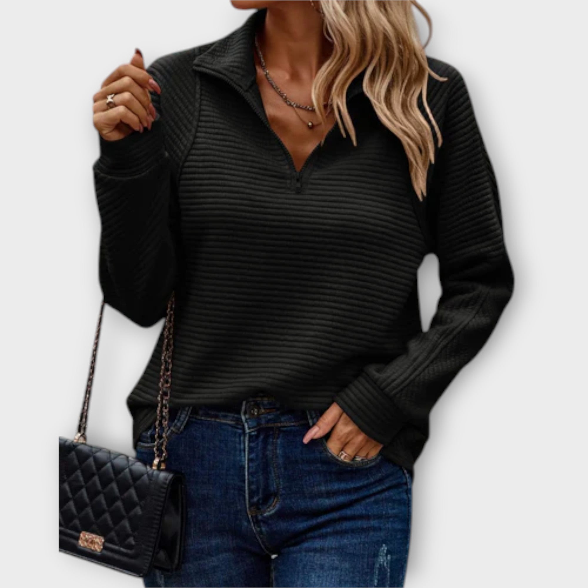 Jersey de Punto con Media Cremallera para Mujer | Flavia
