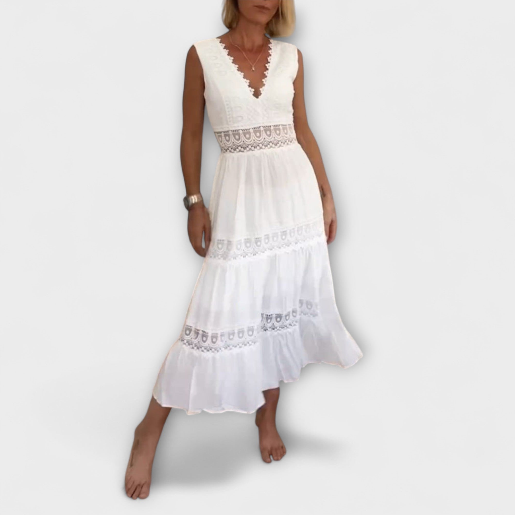 Vestido Midi Bohemio con Encaje Ninfea | Vallary