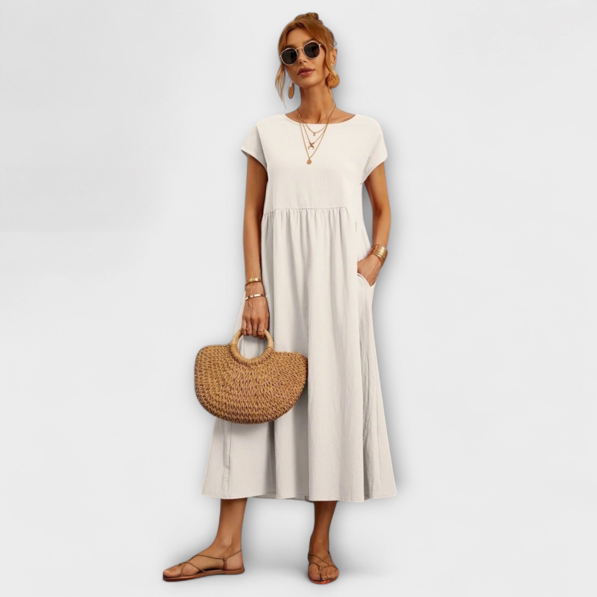 Vestido Largo Blanco Estilo Boho |   Kira